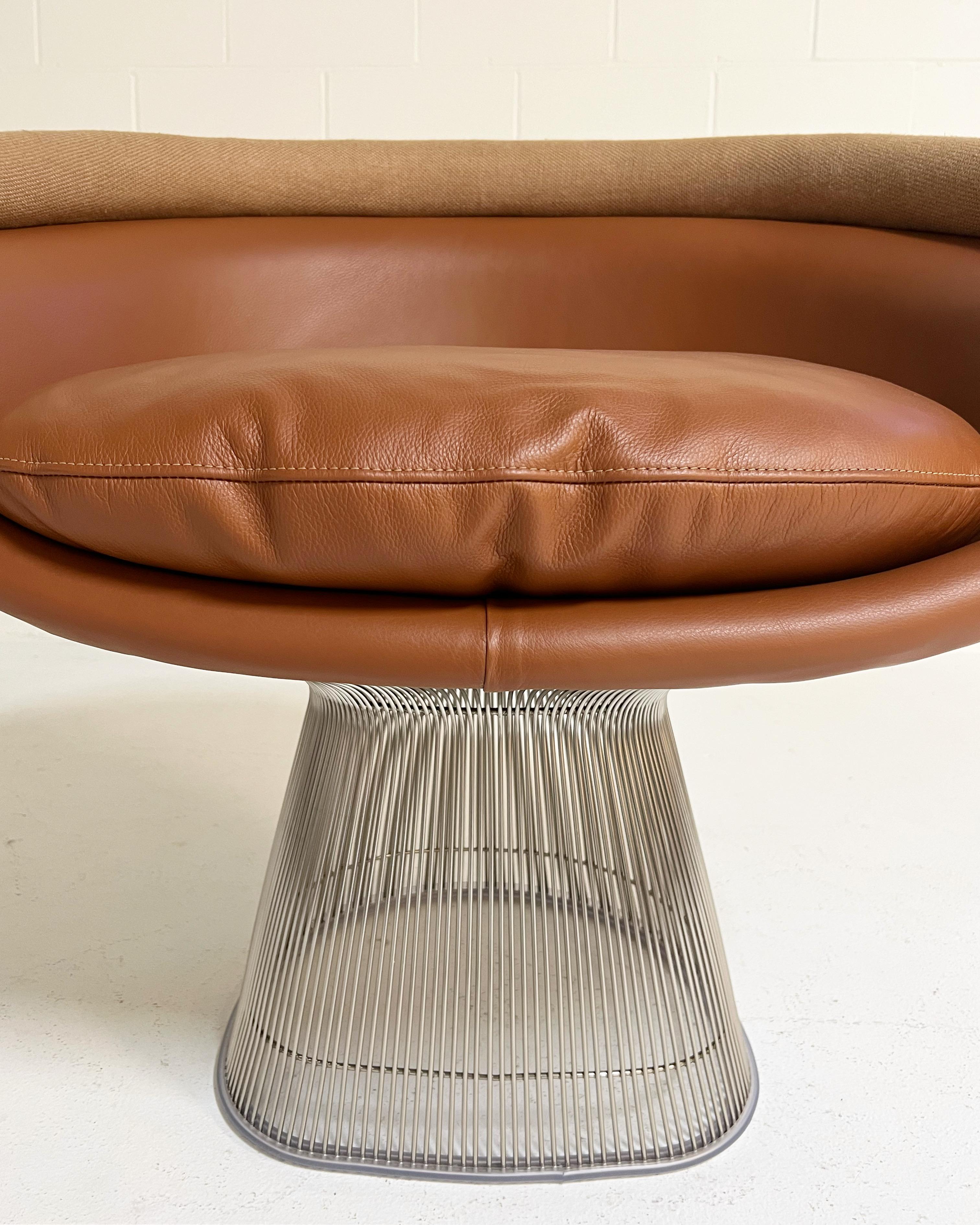 Warren Platner Lounge Chairs, Restored in Loro Piana Leather and Linen, Pair 1