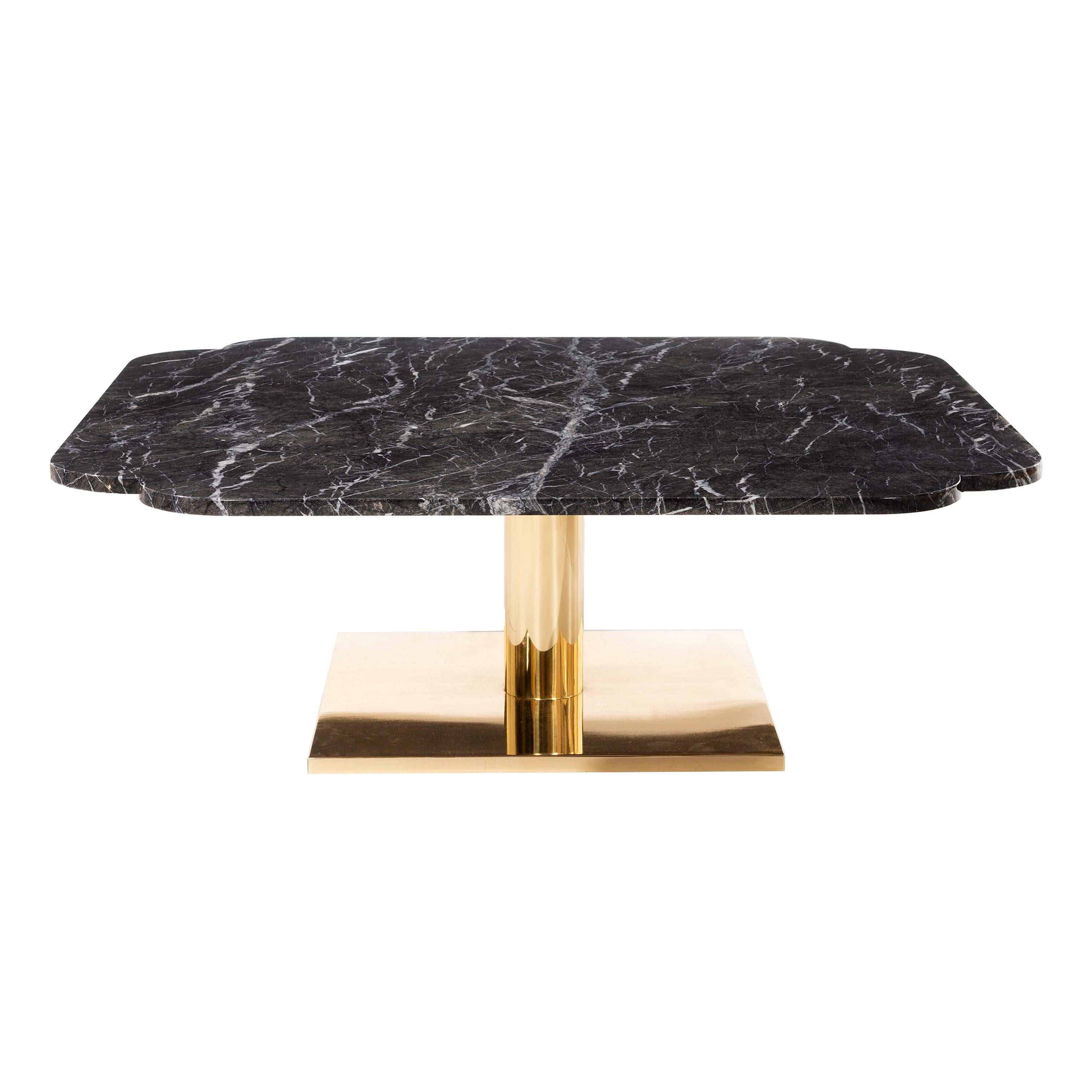 Warren Platner Marble and Brass Coffee Table For Sale