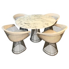 Warren Platner Marble and Chrome Dining Table and Chairs, Ed. Knoll in 1966