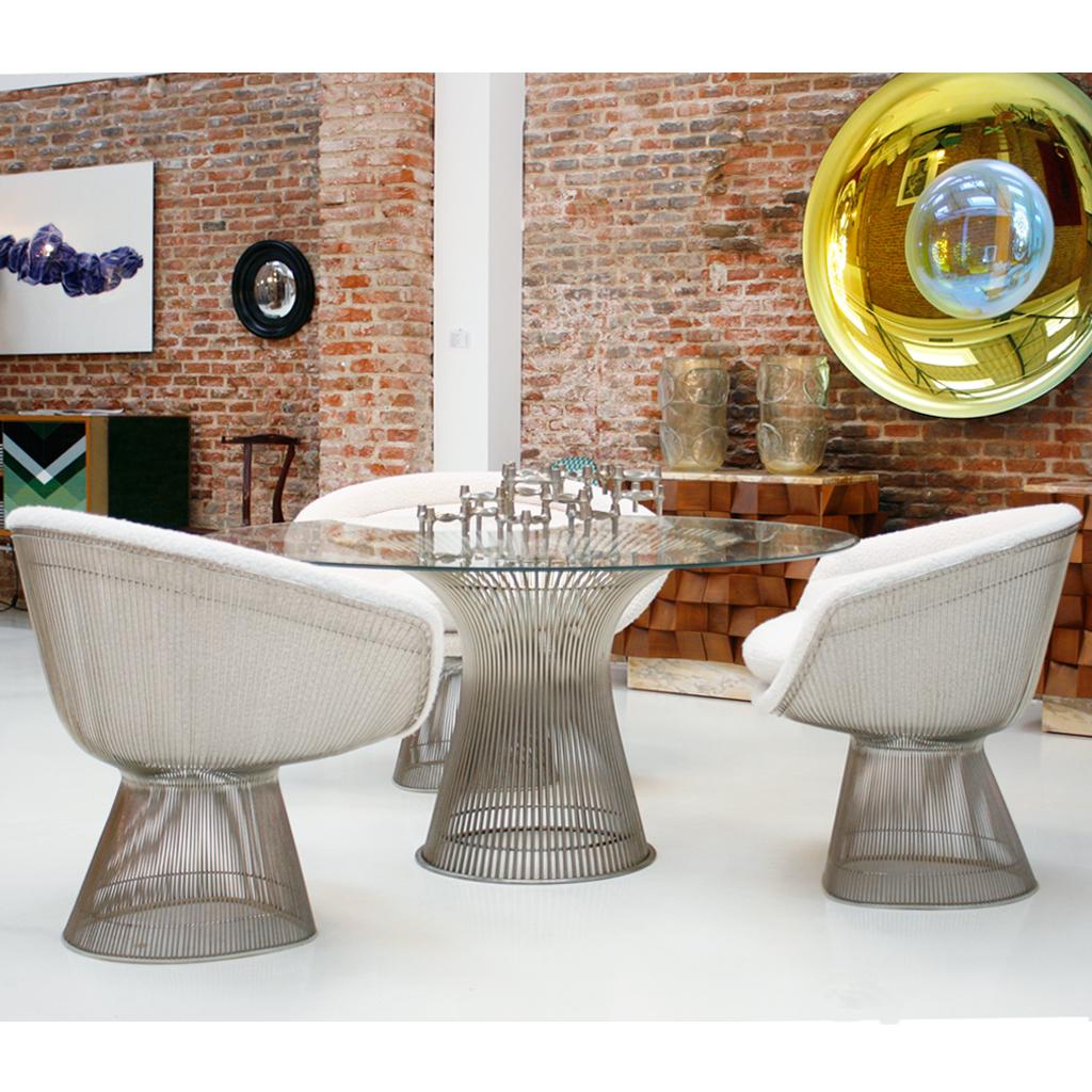 Late 20th Century Warren Platner Mid-Century Modern for Knoll Glass Steel American Dining Table