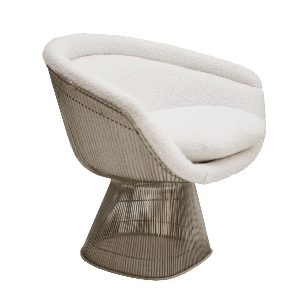 Warren Platner Mid-Century Modern for Knoll White Wool American Dining Chair In Good Condition In Madrid, ES