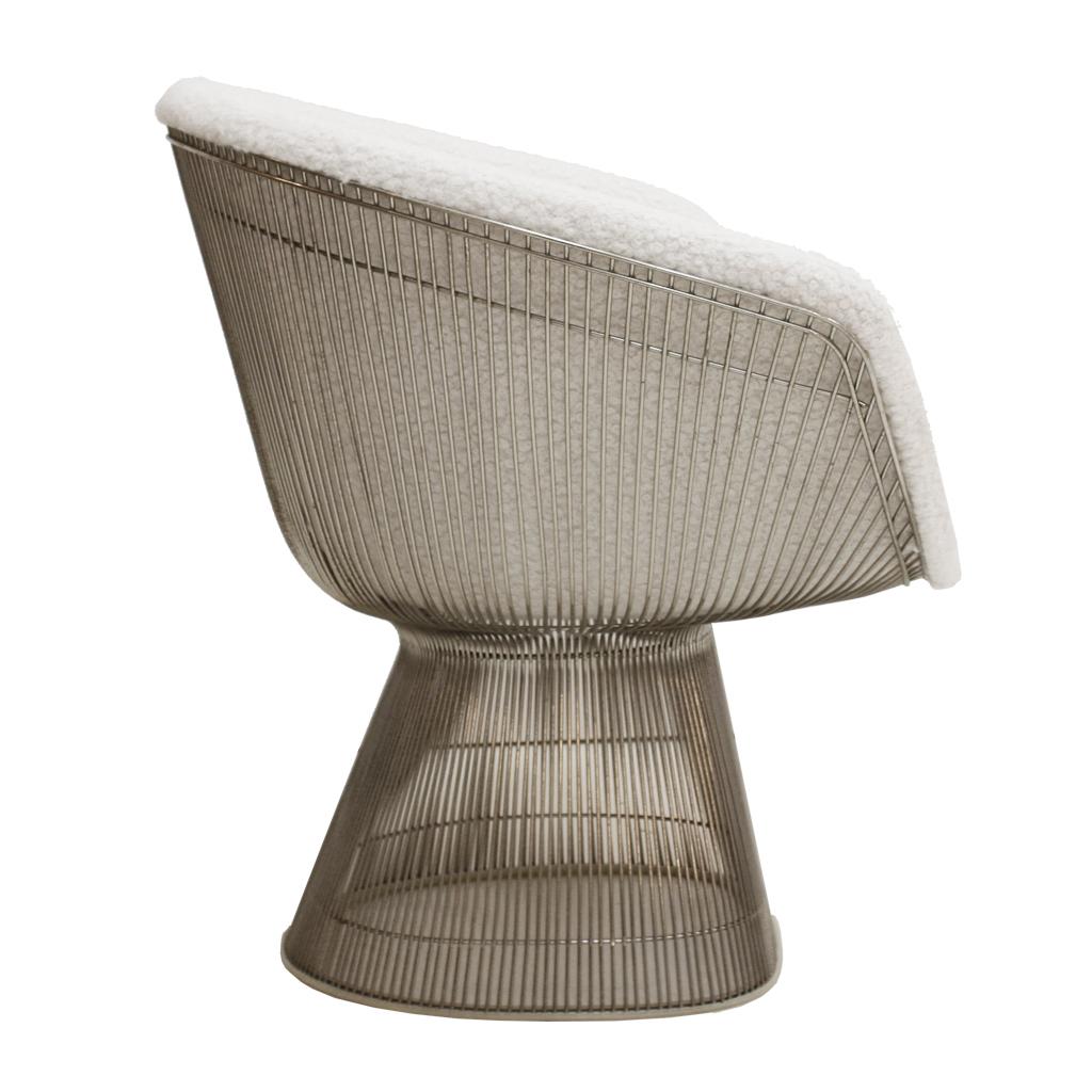 Late 20th Century Warren Platner Mid-Century Modern for Knoll White Wool American Dining Chair