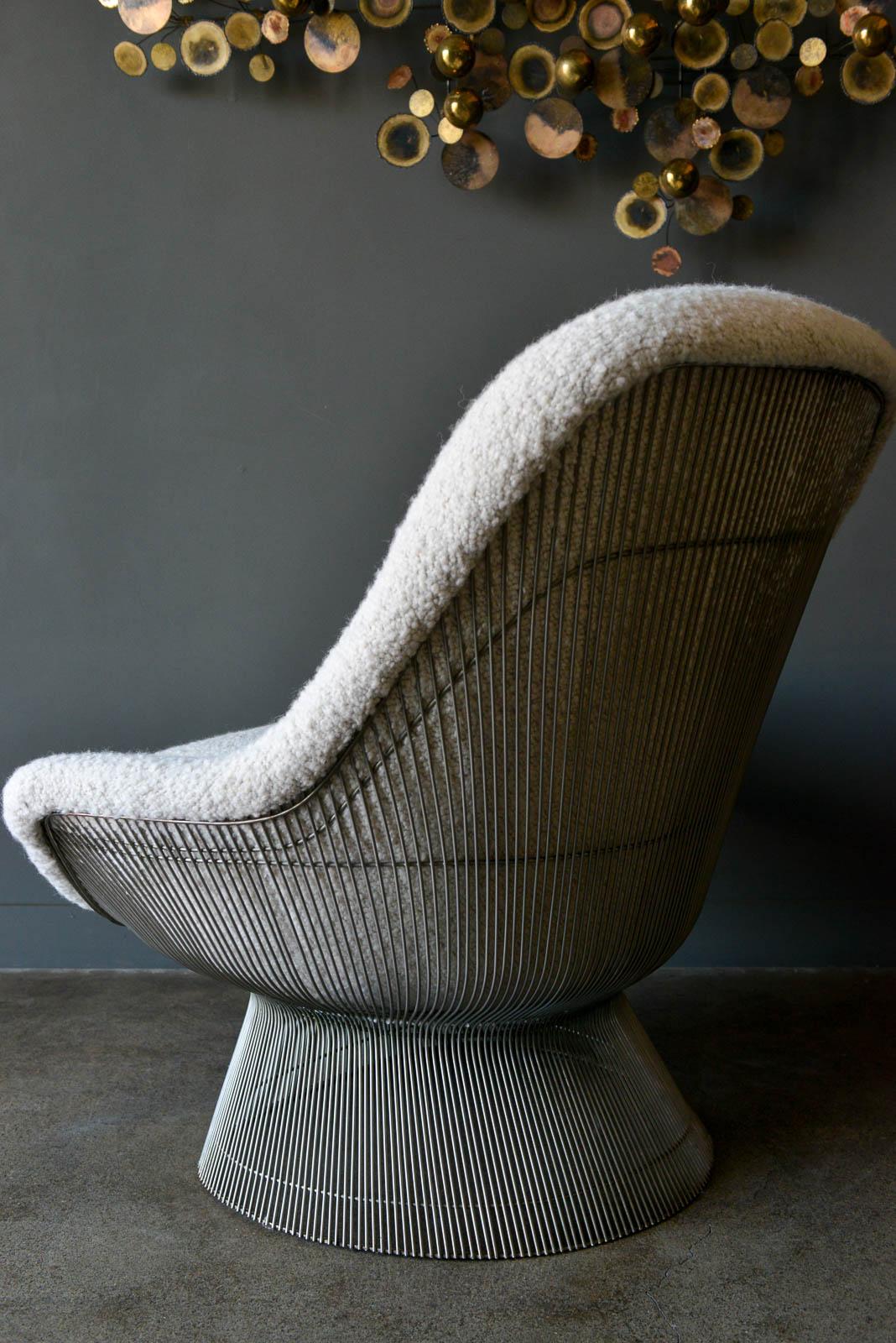 Warren Platner Model 1705 'Easy Chair' for Knoll in Pierre Frey Boucle, ca. 1970 In Good Condition In Costa Mesa, CA