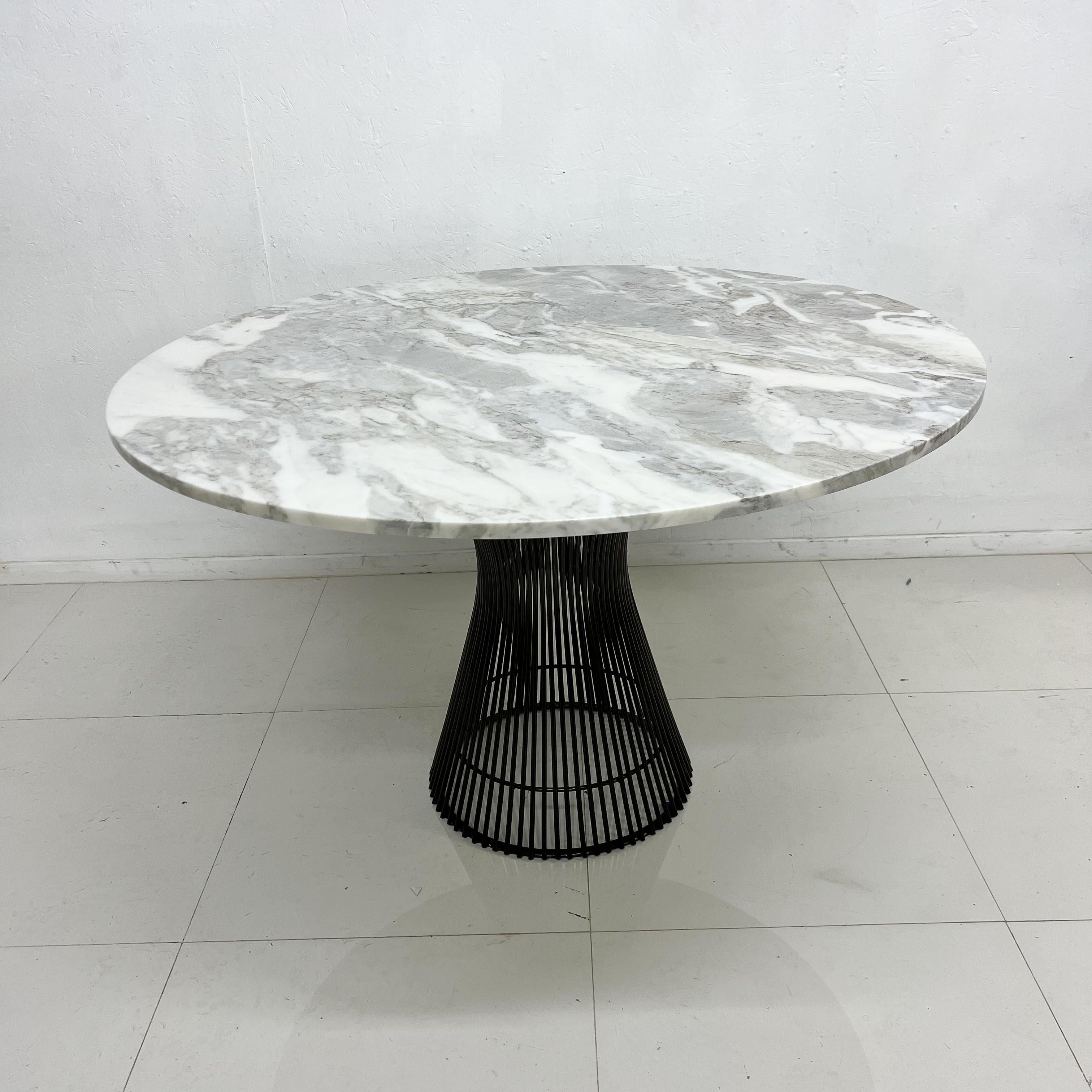 1960s Warren Platner Modern Dining Table Metallic Bronze New Marble Tabletop 4