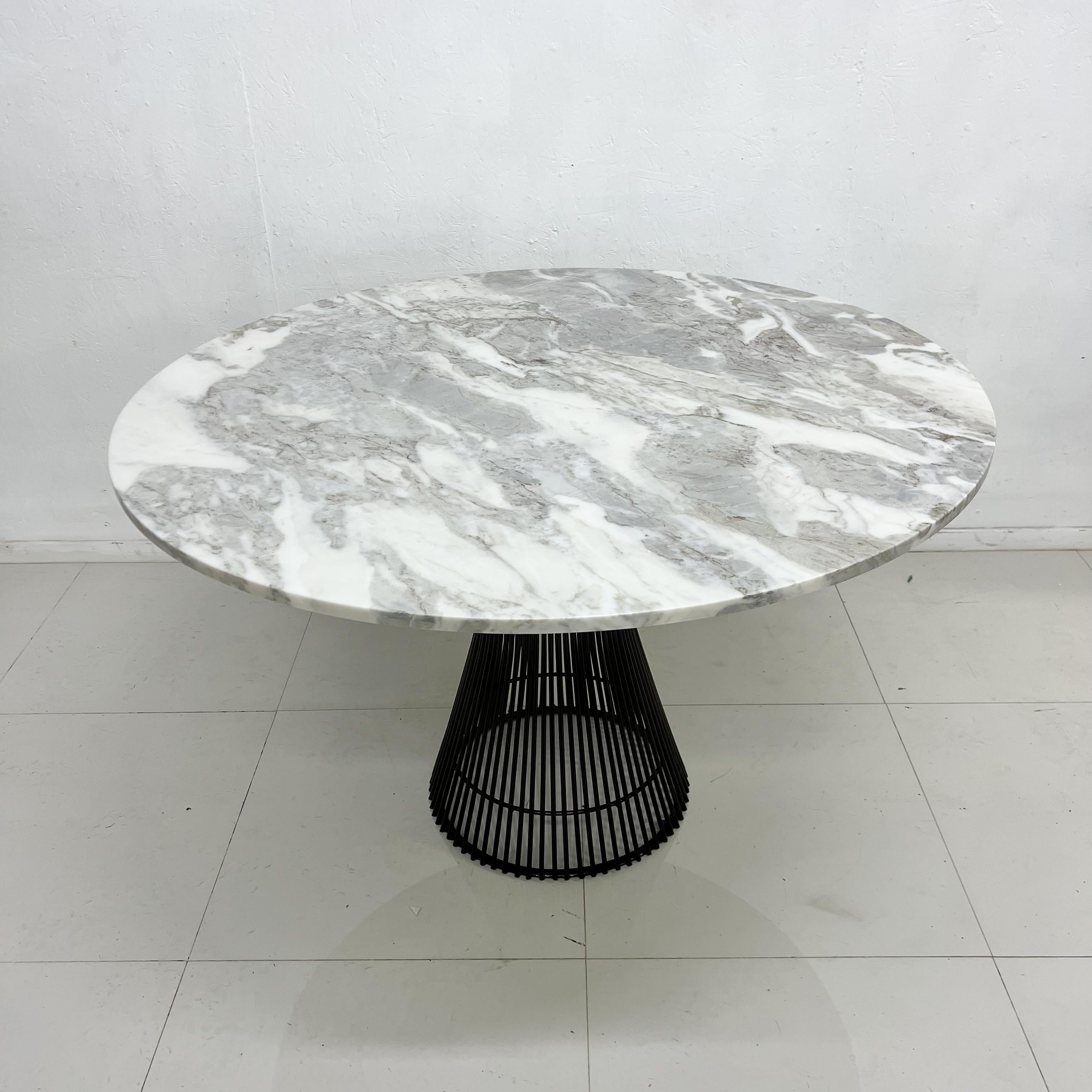 1960s Warren Platner Modern Dining Table Metallic Bronze New Marble Tabletop 3