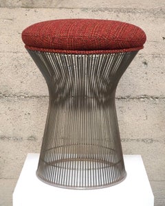 Warren Platner for Knoll Nickel Finish and Fabric Stool, circa 1980s