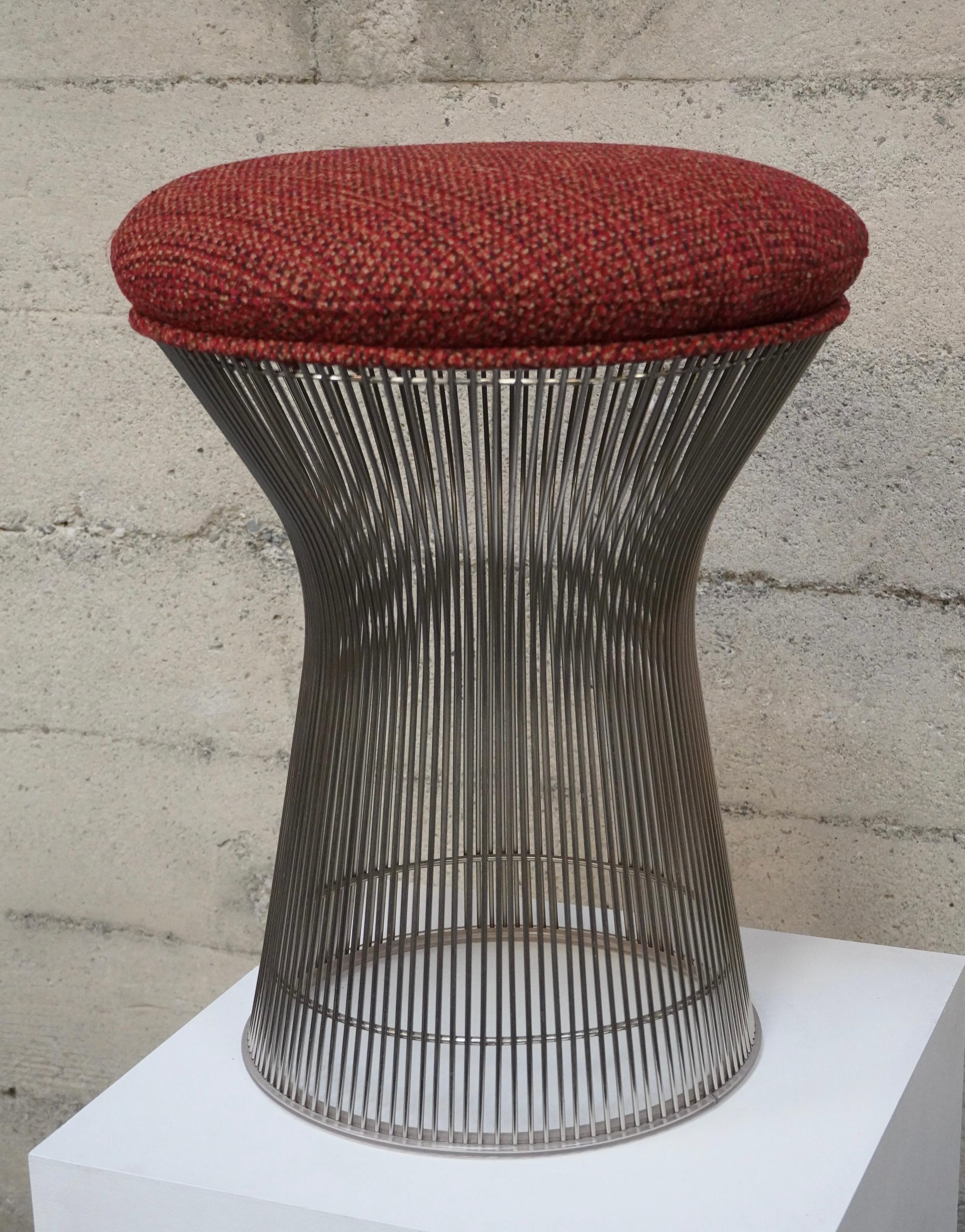 Acciaio Sgabello in nichel e tessuto Warren Platner, anni '80 circa in vendita