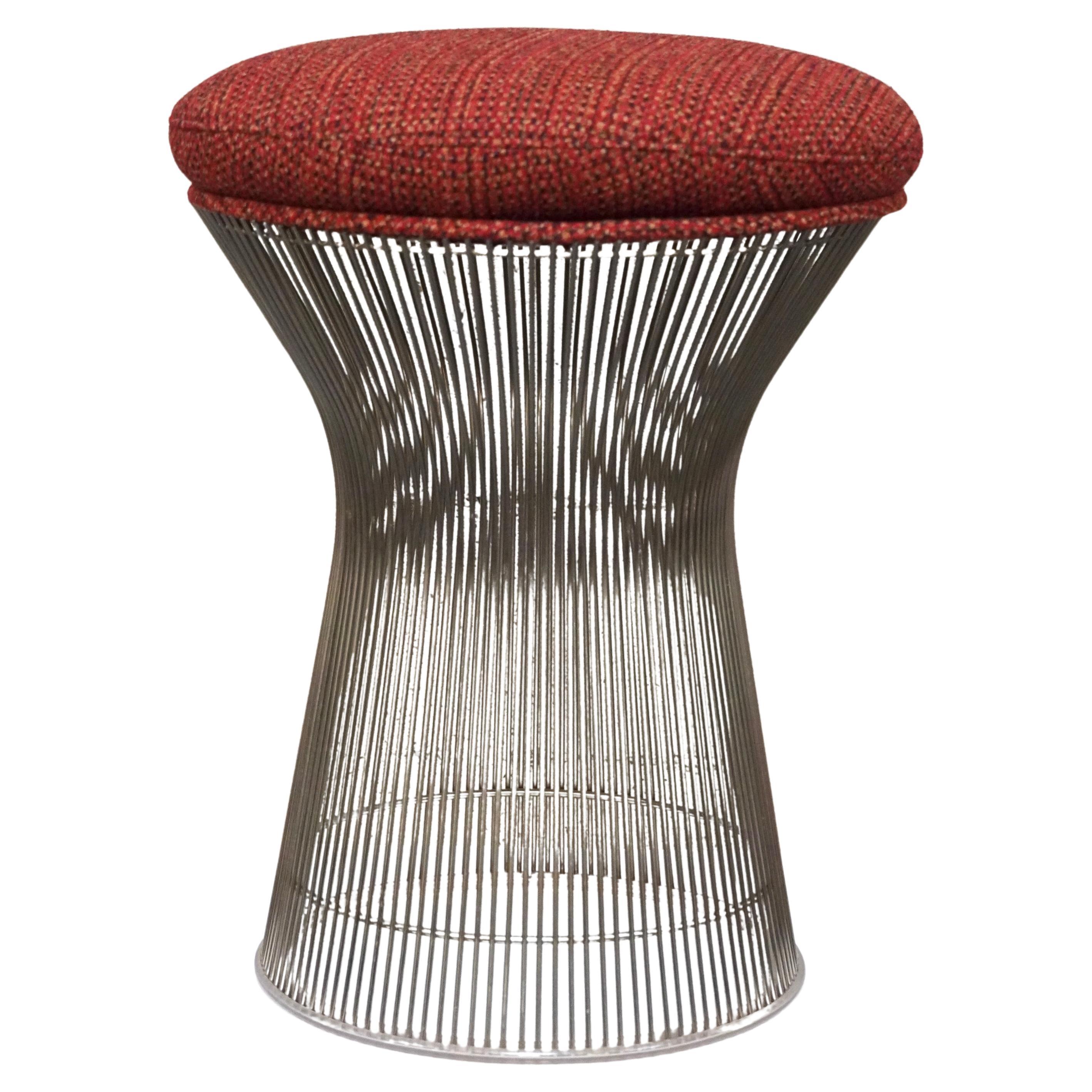 Warren Platner Hocker aus Nickel und Stoff, ca. 1980er Jahre