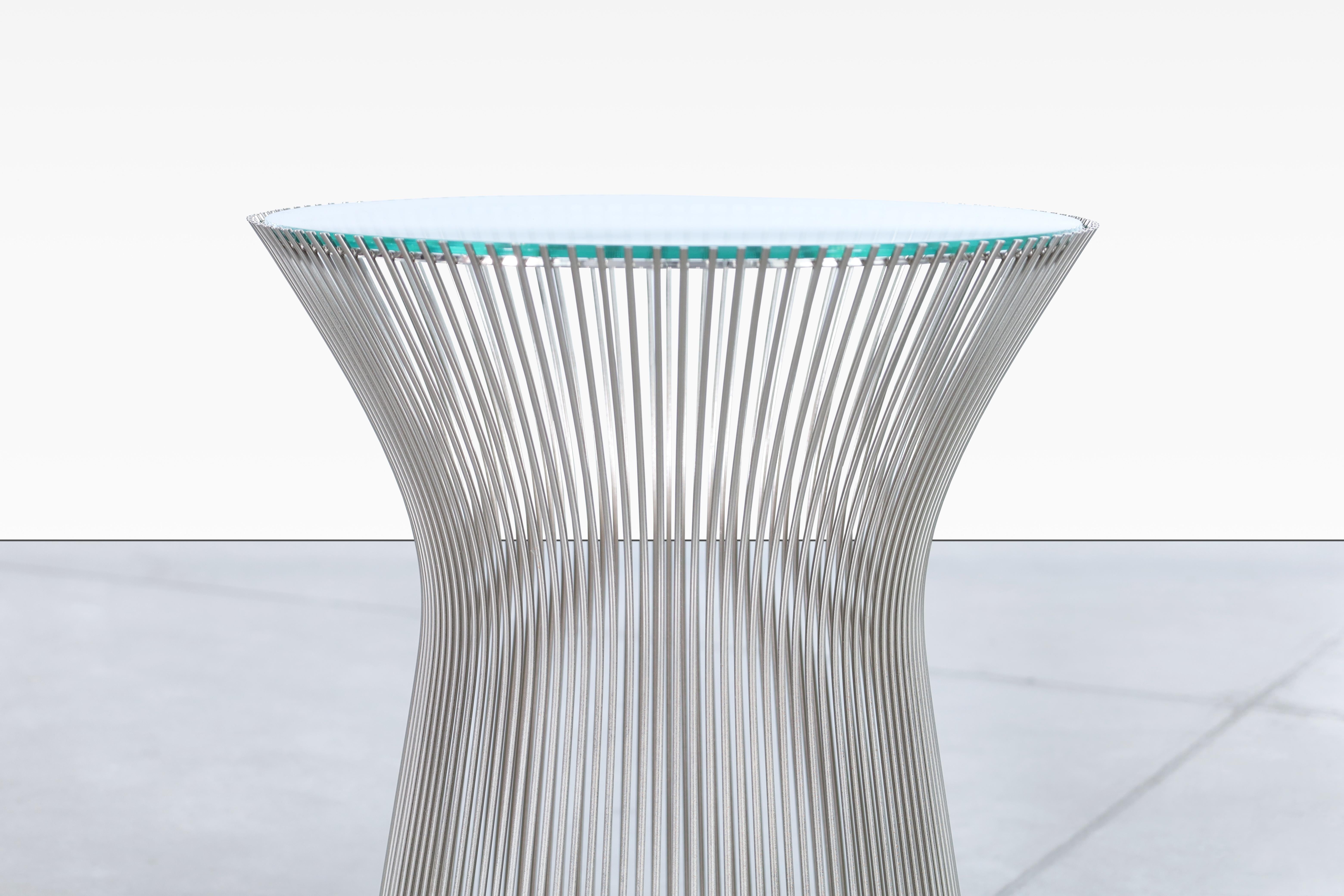Mid-Century Modern Warren Platner Nickel and Glass Side Table for Knoll For Sale