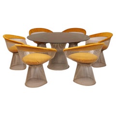 Warren Platner nickel dining set with 6 chairs by Knoll International