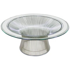 Warren Platner Nickel Steel Rod Coffee Table for Knoll Beveled Glass Top