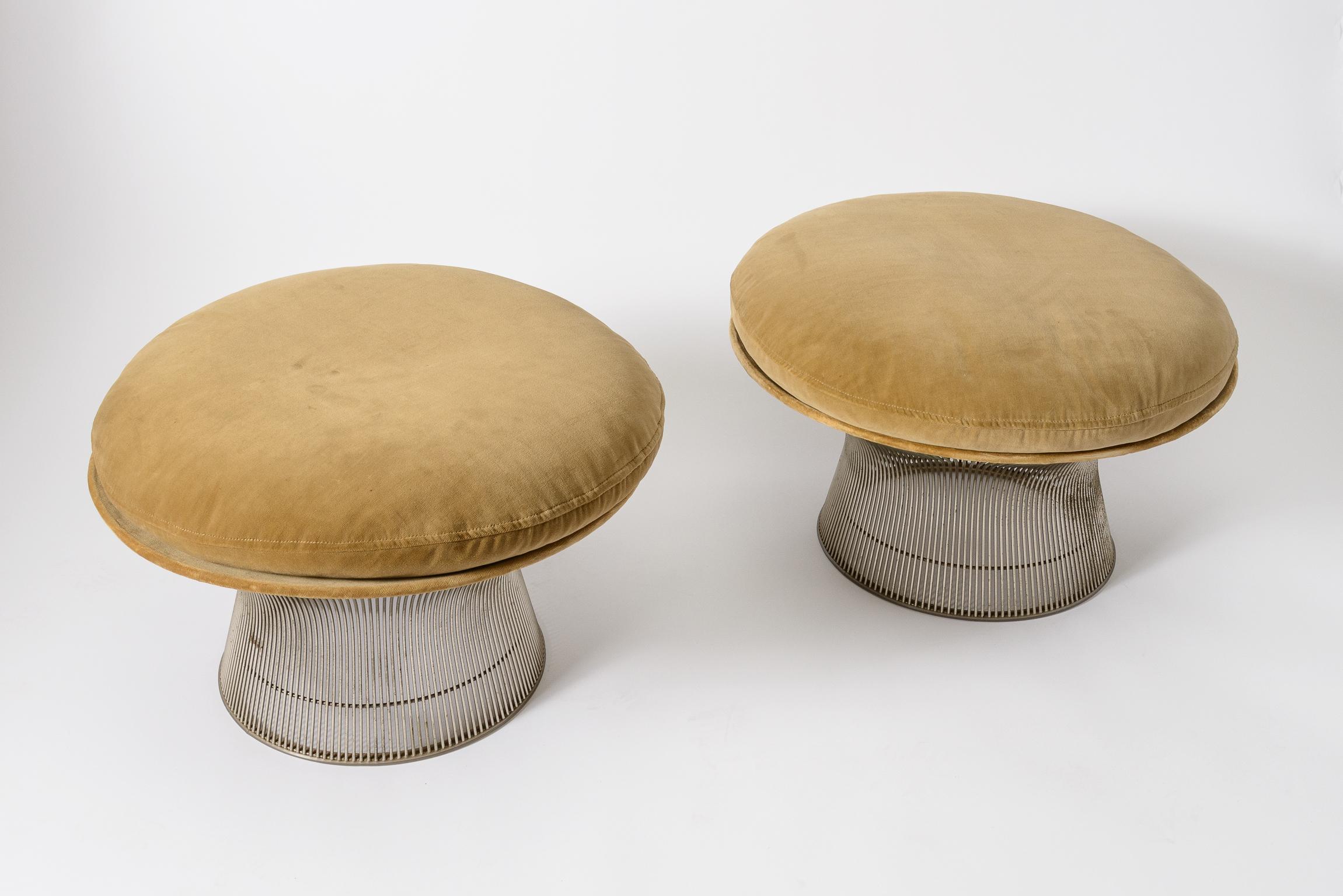 A pair of Warren Platner Ottomans/Stools
manufactured by Knoll
Original velvet Upholstery