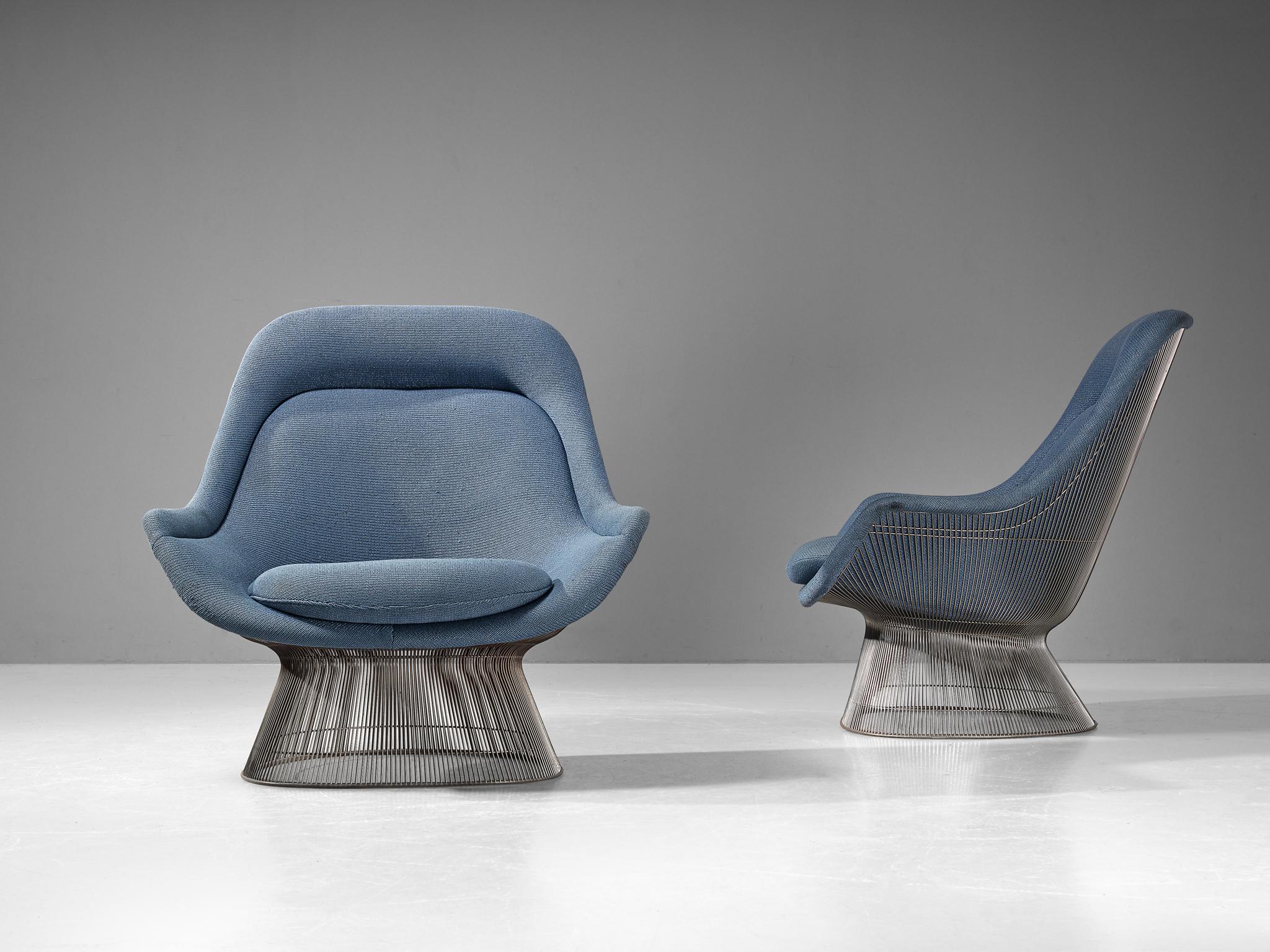 Warren Platner Pair of Easy Chairs in Baby Blue Upholstery  For Sale 2