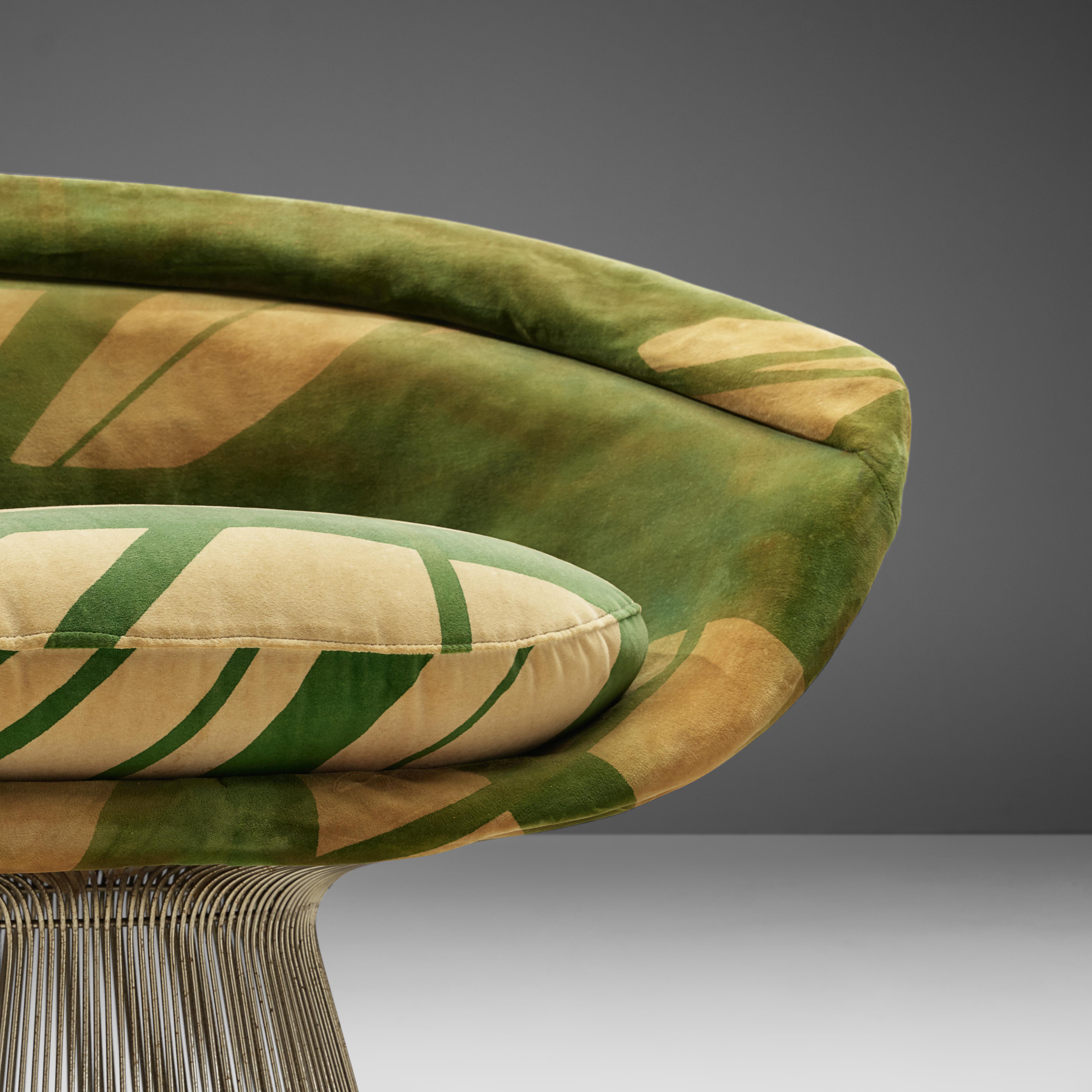 Mid-Century Modern Warren Platner Pair of Lounge Chairs in Illustrative Upholstery