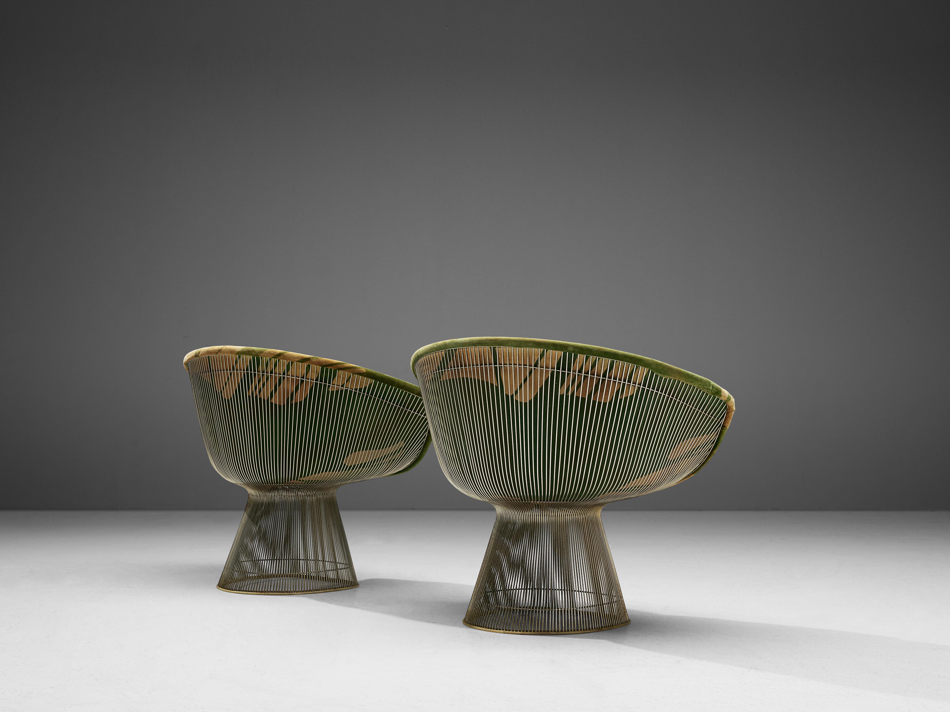 Mid-20th Century Warren Platner Pair of Lounge Chairs in Illustrative Upholstery