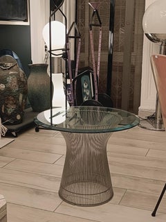 Warren Platner für Knoll Couchtisch aus Nickel und Glas, Italien 1960er Jahre