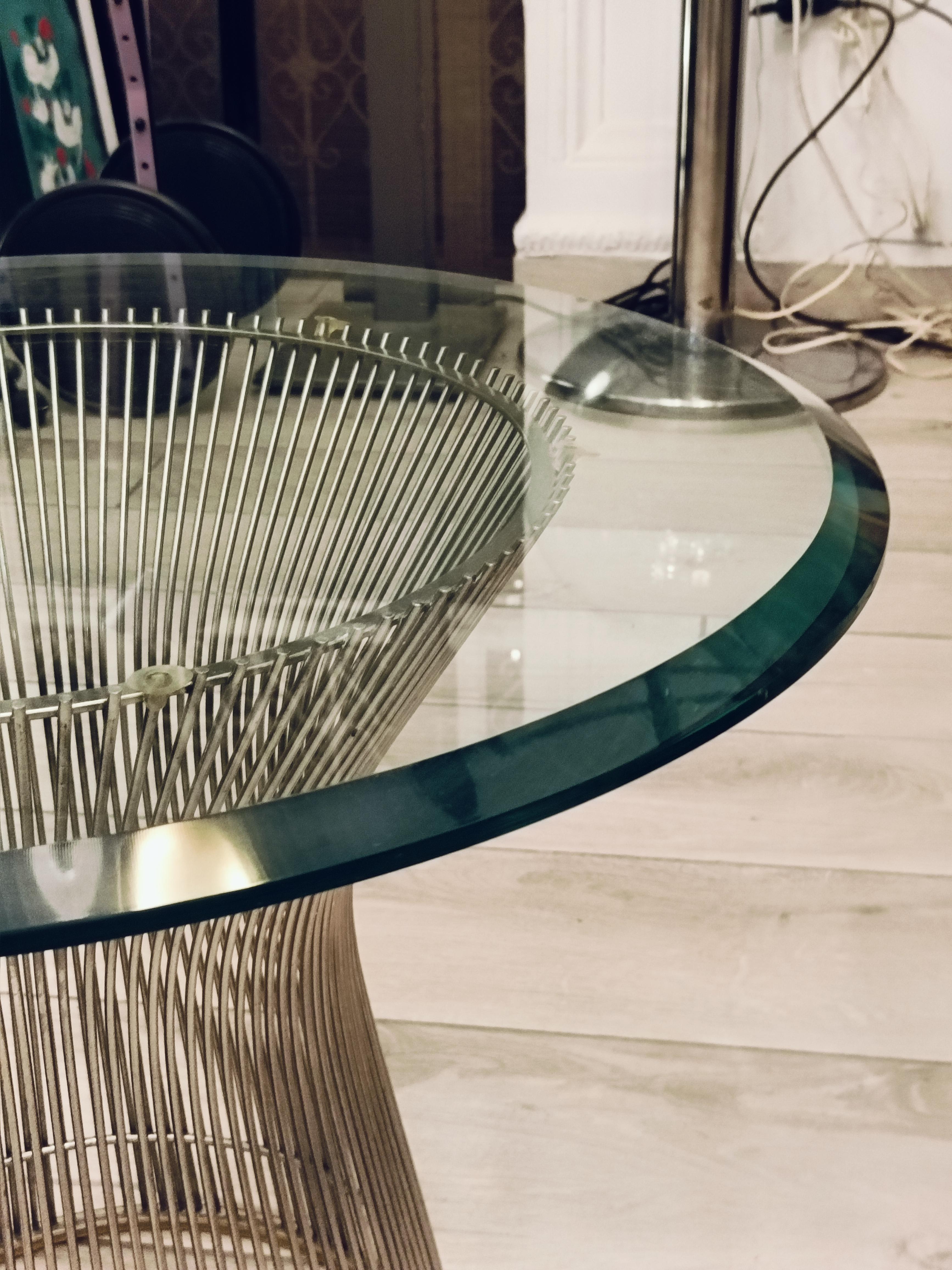 Centroamericano Warren Platner per Knoll Tavolino in Nickel e Vetro, Italia 1960s