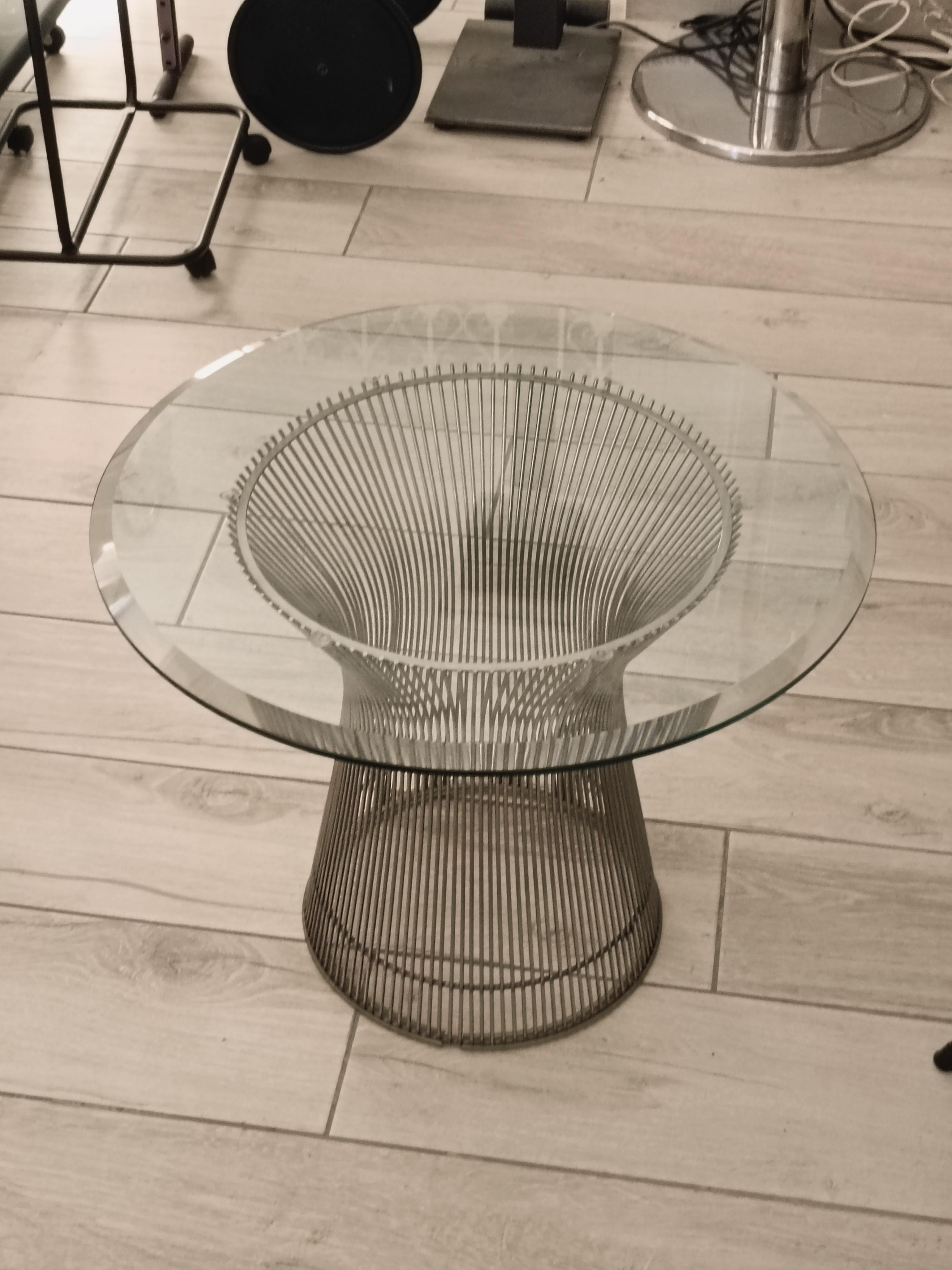 Warren Platner per Knoll Tavolino in Nickel e Vetro, Italia 1960s In condizioni buone a Naples, IT