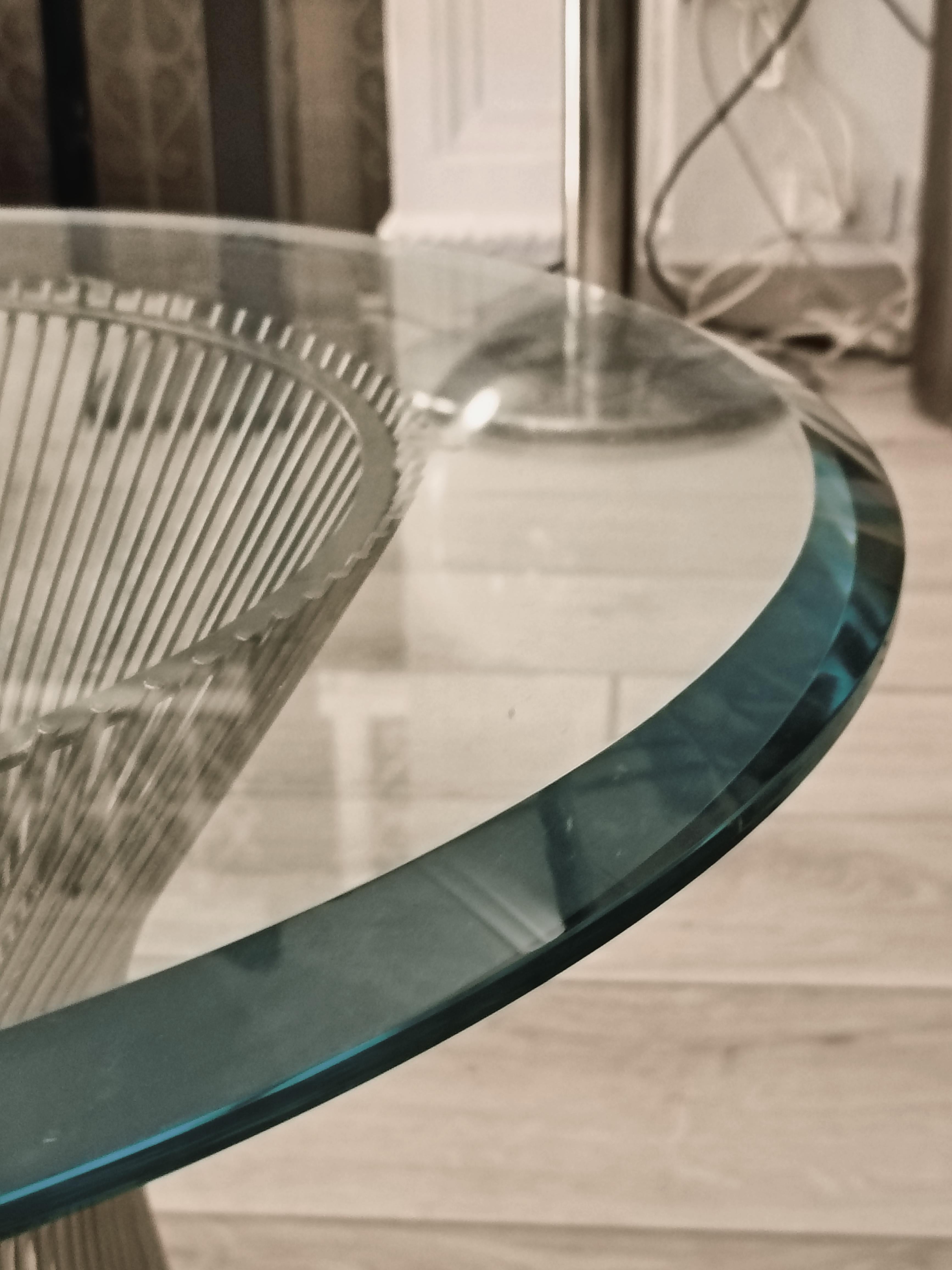 Metà XX secolo Warren Platner per Knoll Tavolino in Nickel e Vetro, Italia 1960s