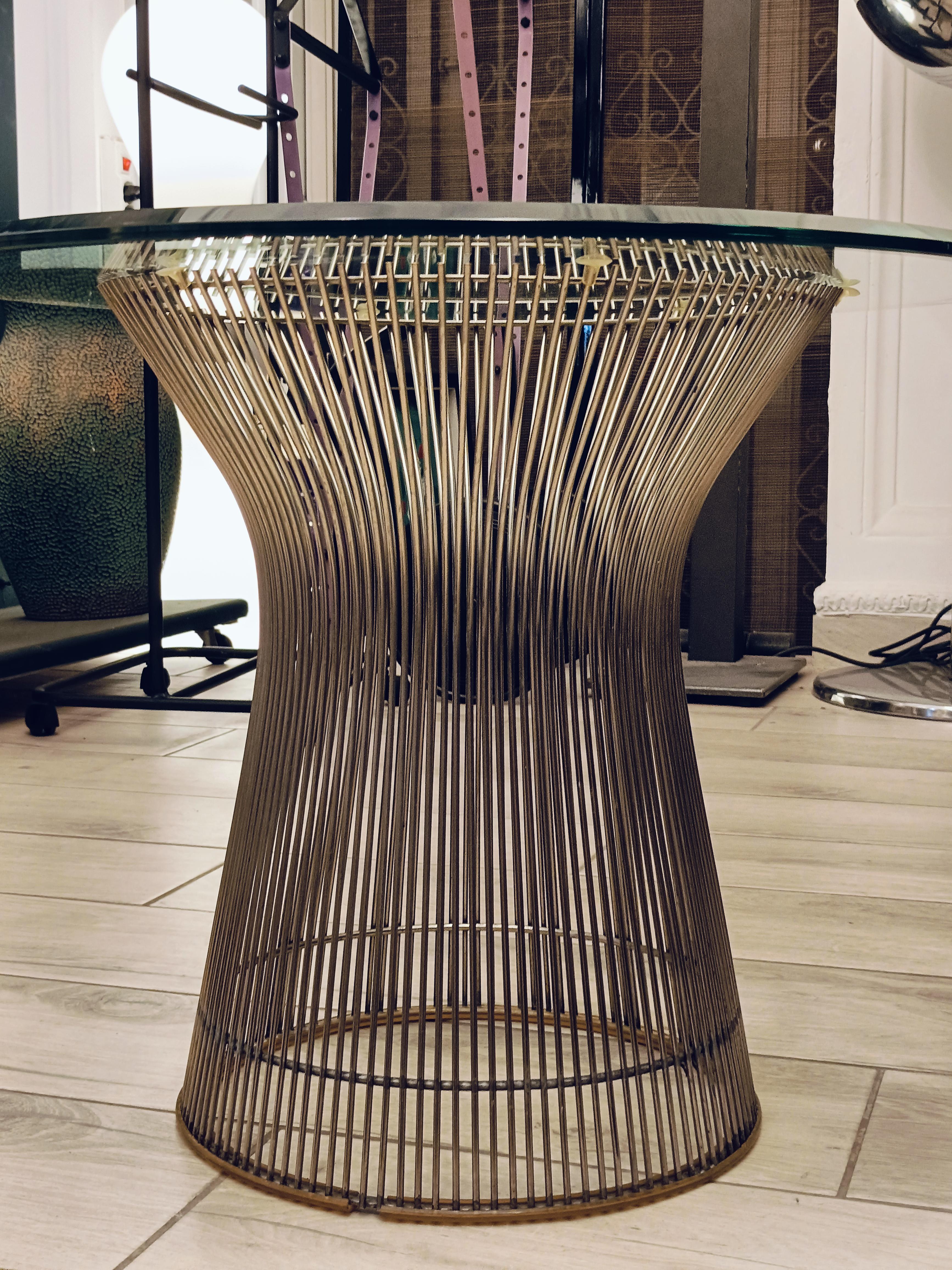 Warren Platner per Knoll Tavolino in Nickel e Vetro, Italia 1960s 1