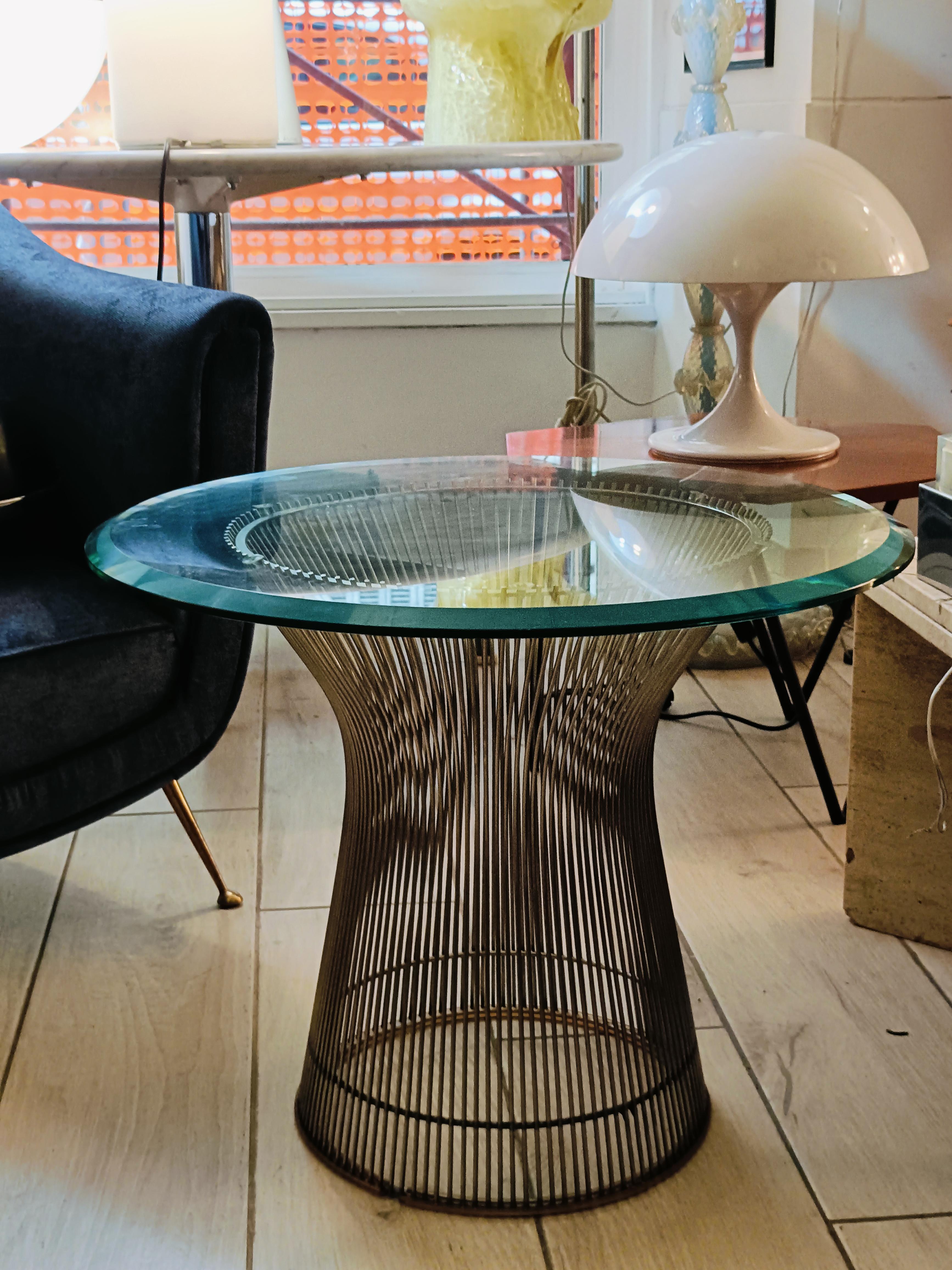 Warren Platner per Knoll Tavolino in Nickel e Vetro, Italia 1960s 2