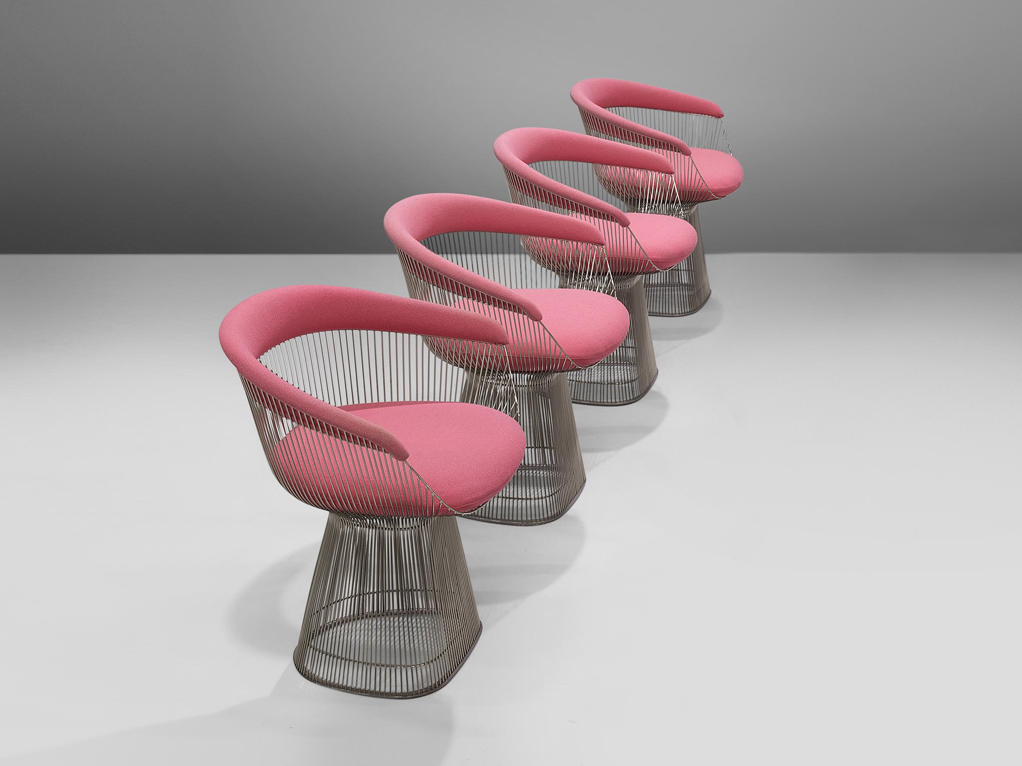 Mid-20th Century Warren Platner Set of Four Lounge Chairs in Pink Upholstery