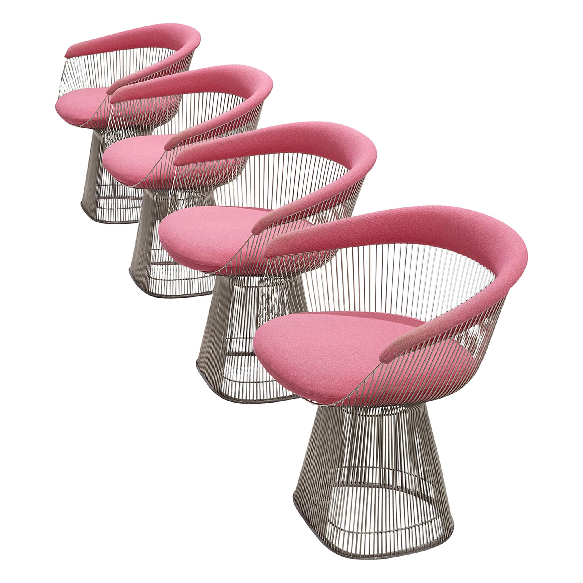 Warren Platner Set of Four Lounge Chairs in Pink Upholstery
