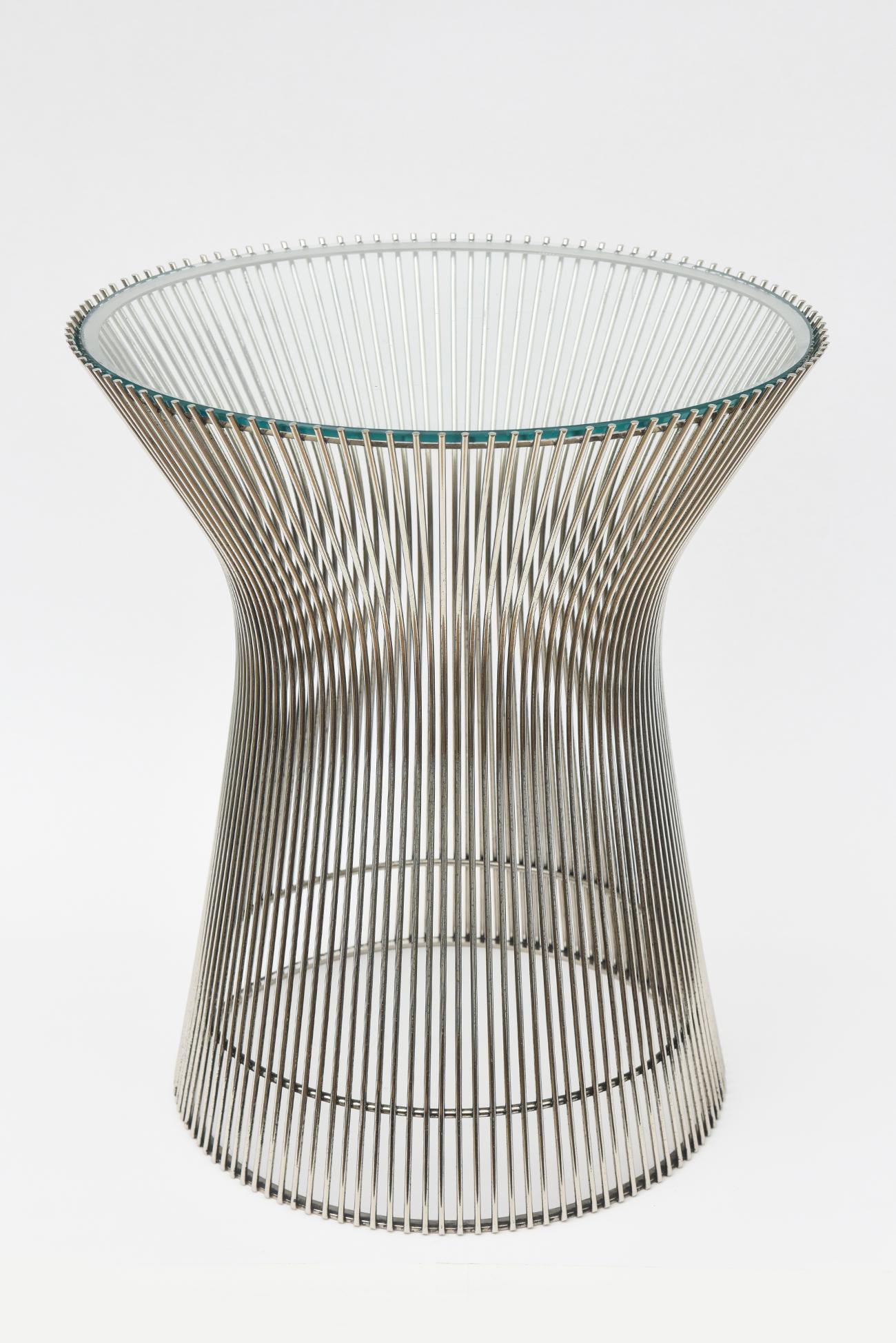 Warren Platner Restored Wire Nickel Plated over Chrome Side Table Mid Century For Sale 4