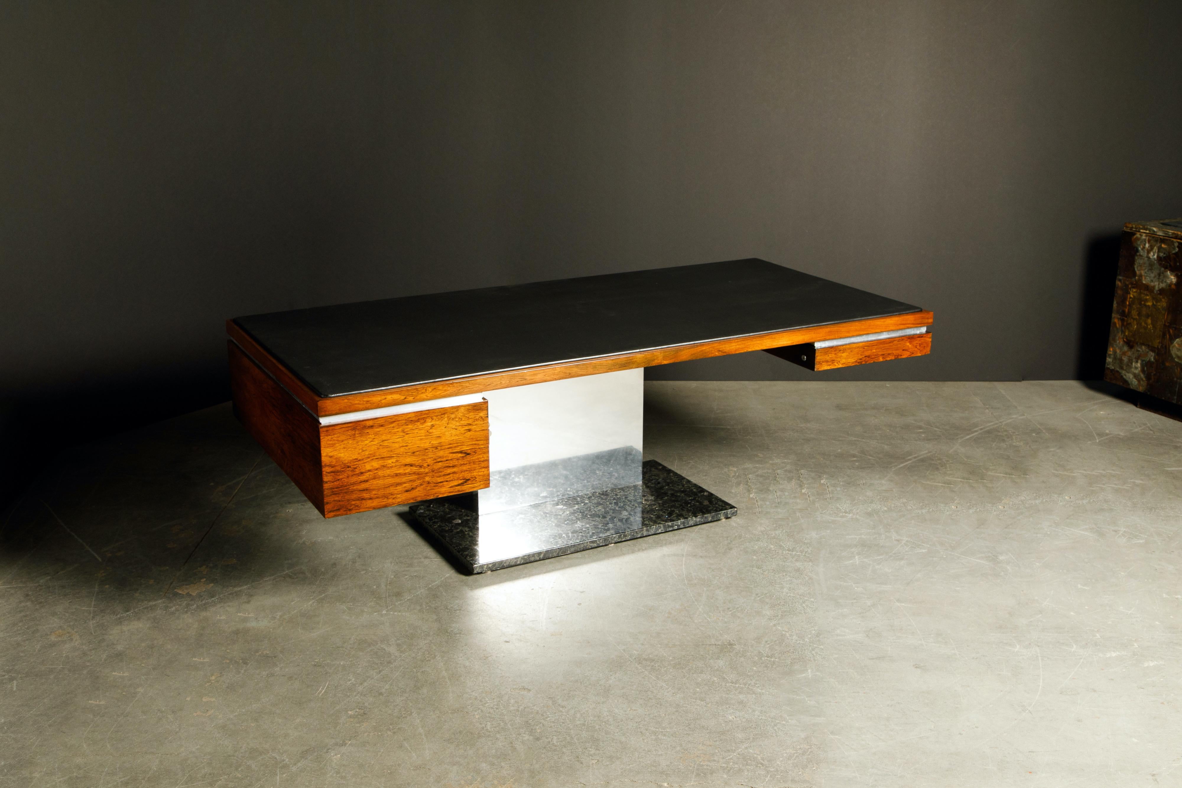 American Warren Platner Rosewood and Granite Executive Desk for Lehigh Leopold, c. 1970