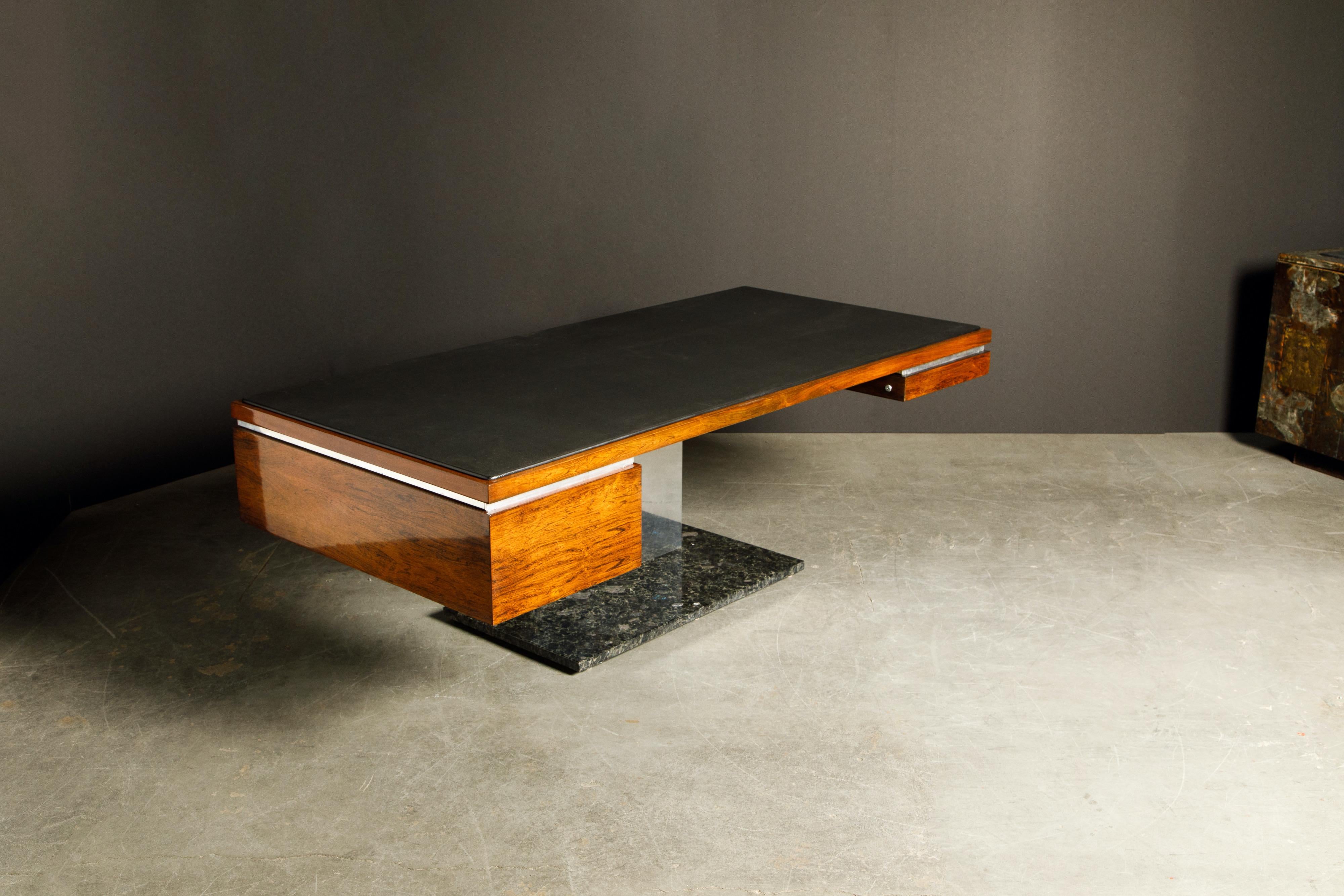 Warren Platner Rosewood and Granite Executive Desk for Lehigh Leopold, c. 1970 In Good Condition In Los Angeles, CA