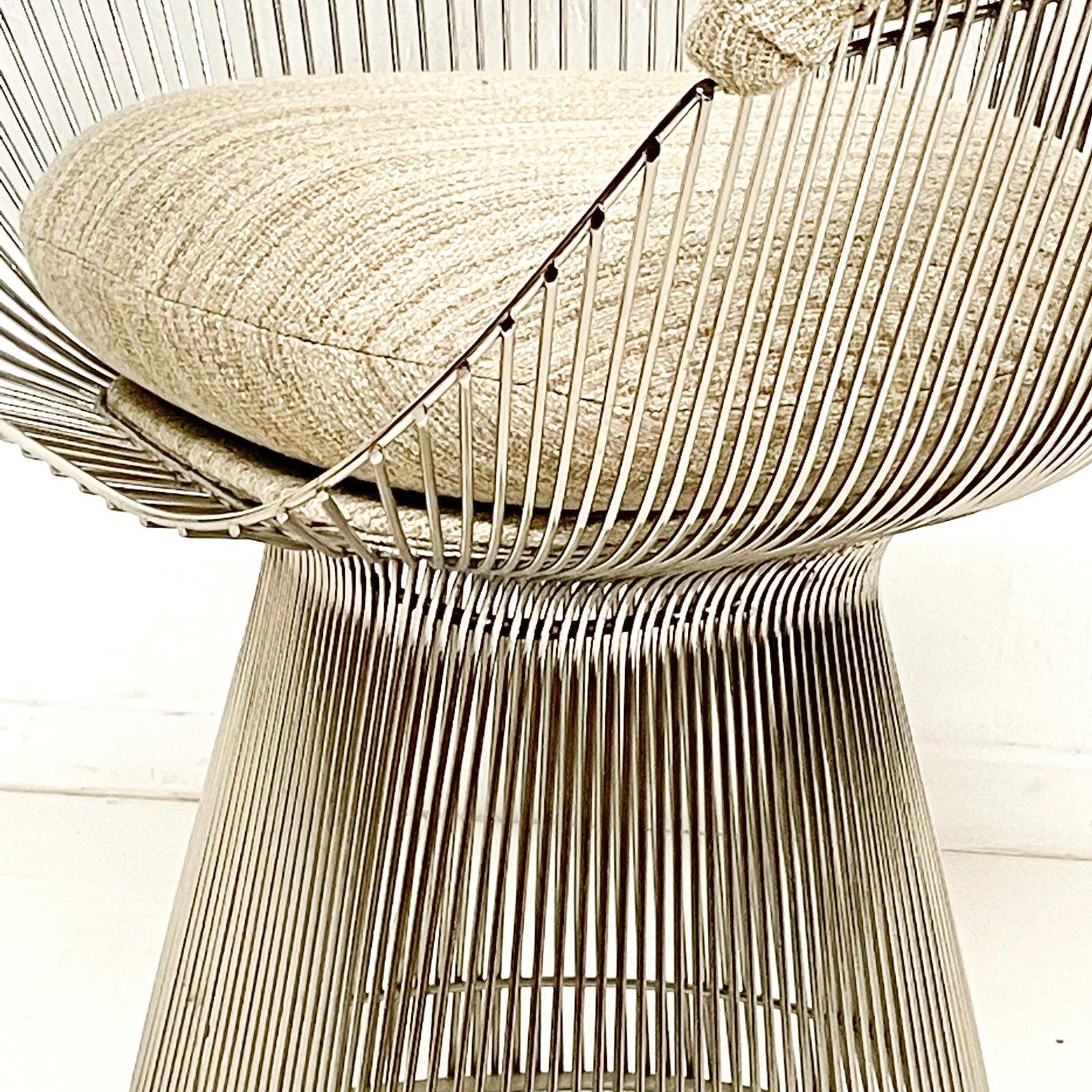 Fabric Warren Platner Curved Wire Dining Chairs for Knoll 1960s Sculptural Modernism