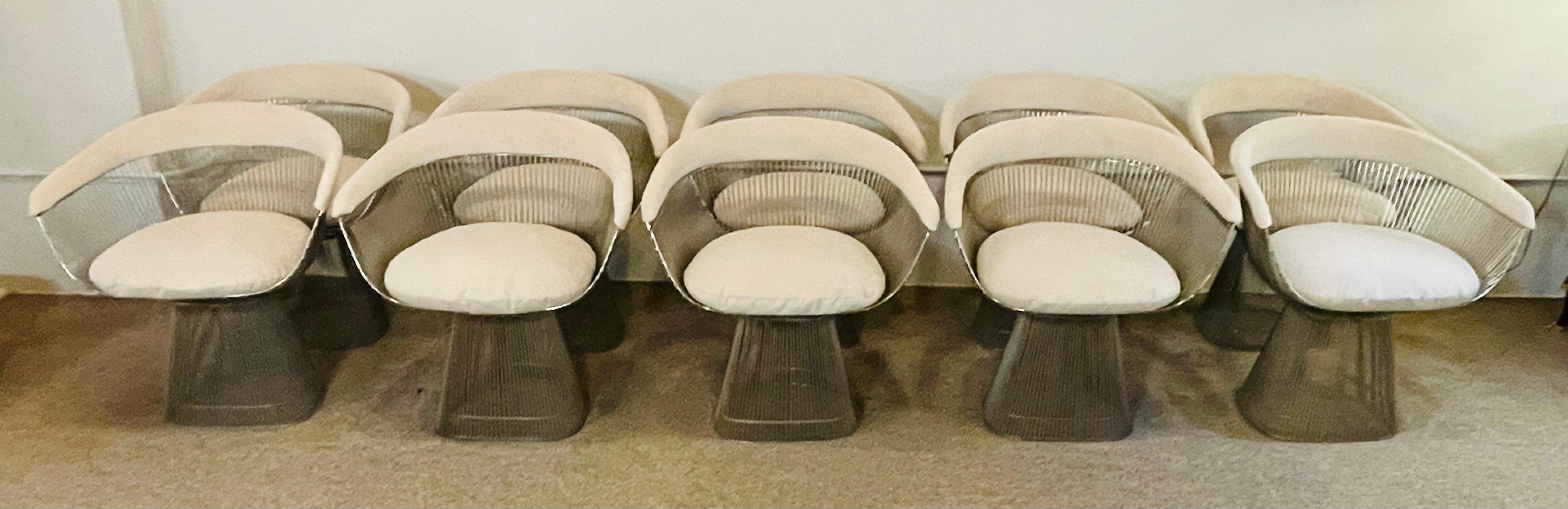 Warren Platner Set of Ten Dining Arm Chairs, Knoll, USA Chrome Plated Steel 5