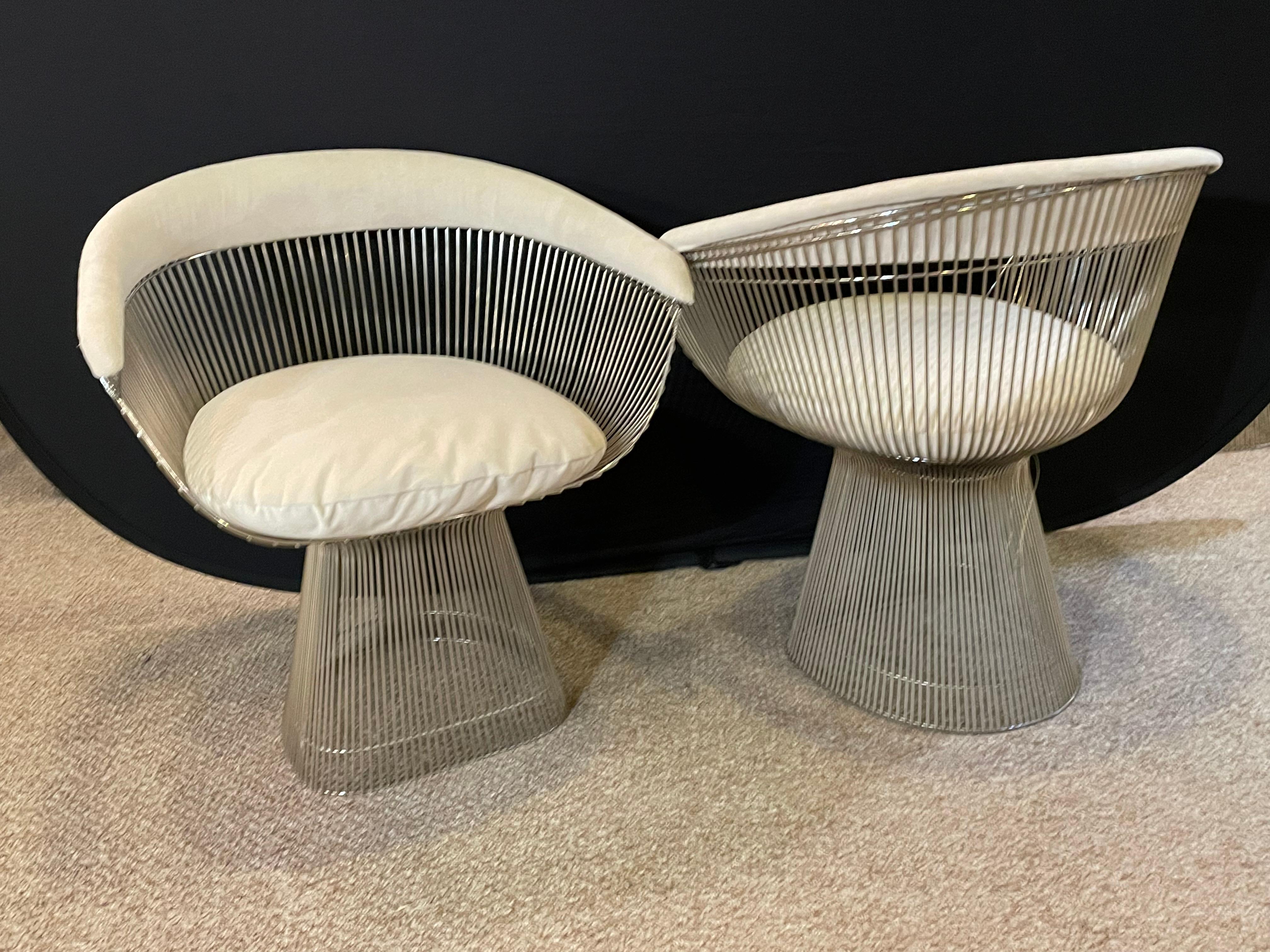 Warren Platner Set of Ten Dining Arm Chairs, Knoll, USA Chrome Plated Steel In Good Condition In Stamford, CT