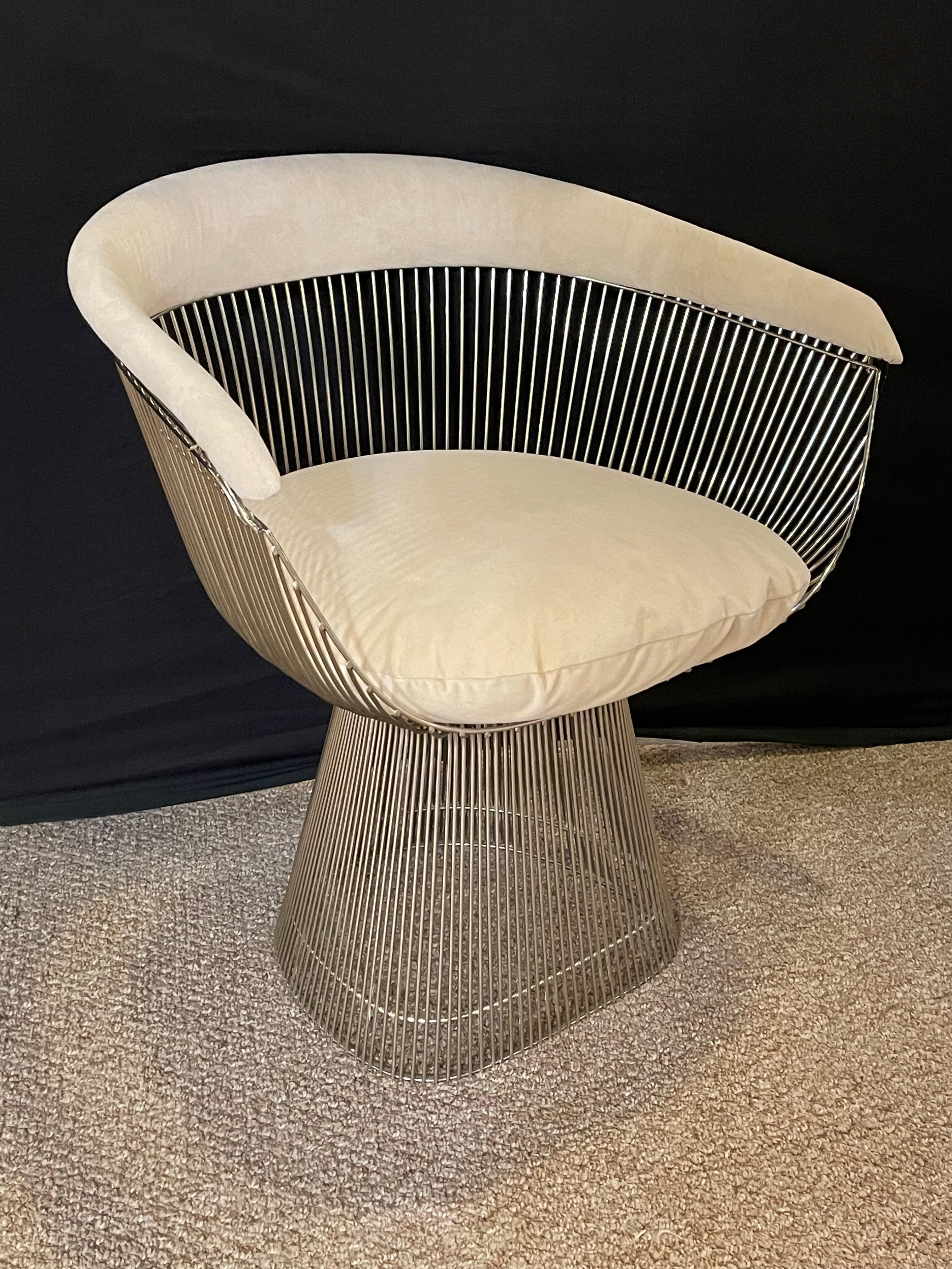 20th Century Warren Platner Set of Ten Dining Arm Chairs, Knoll, USA Chrome Plated Steel