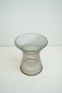 Warren Platner Side Table for Knoll in Nickel with Glass Top