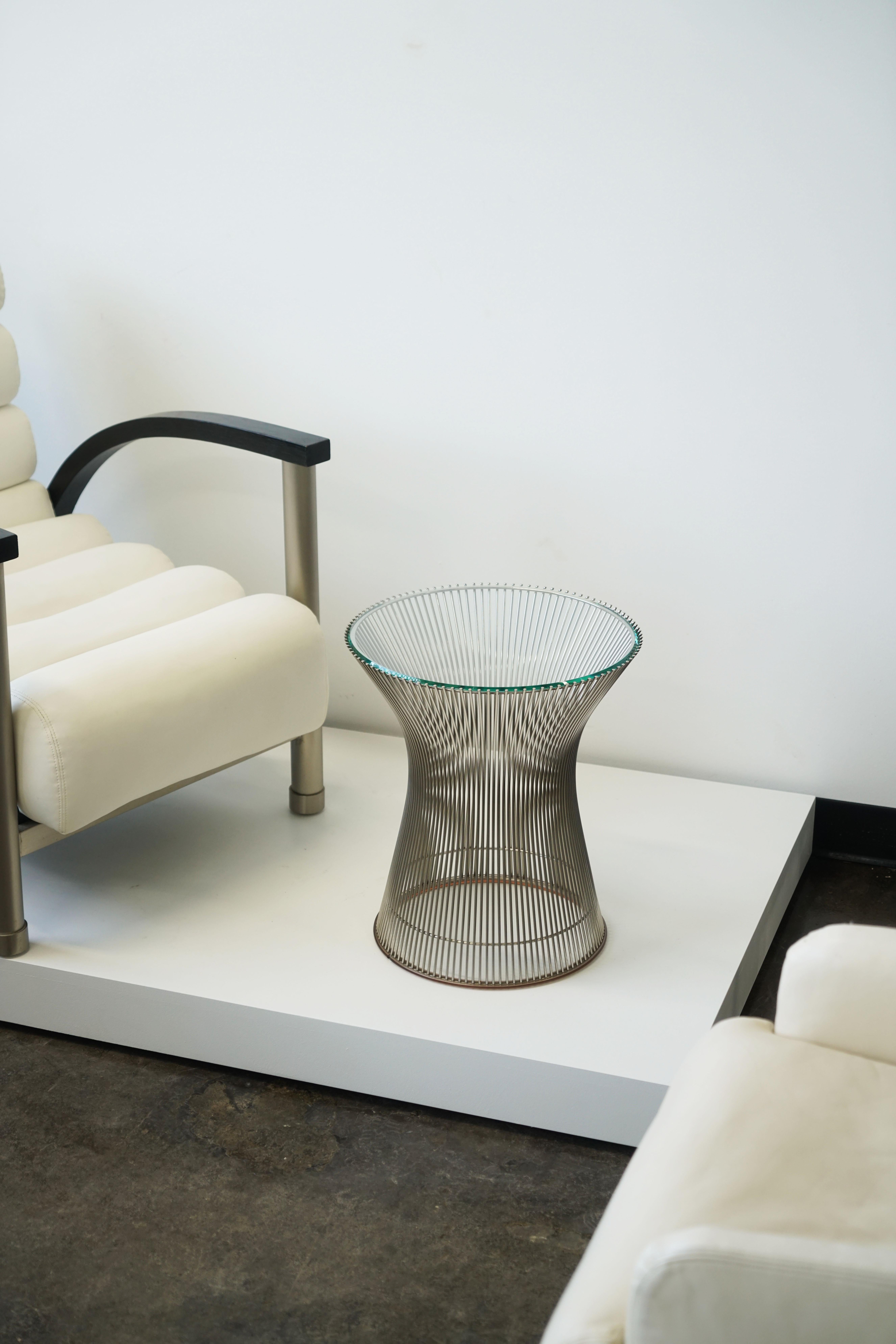 Warren Platner Side Table for Knoll in Nickel with Glass Top 1