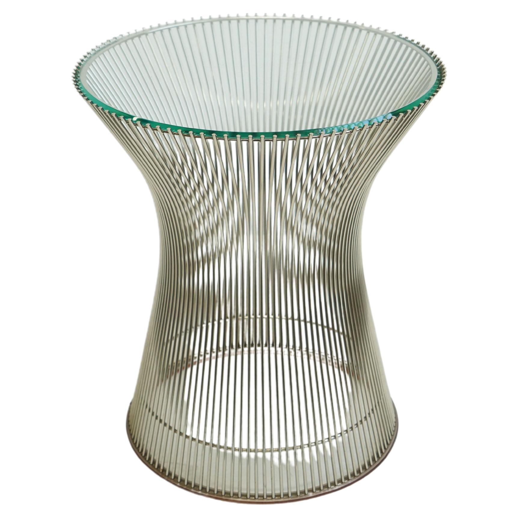 Warren Platner Side Table for Knoll in Nickel with Glass Top