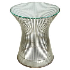 Warren Platner Side Table for Knoll in Nickel with Glass Top