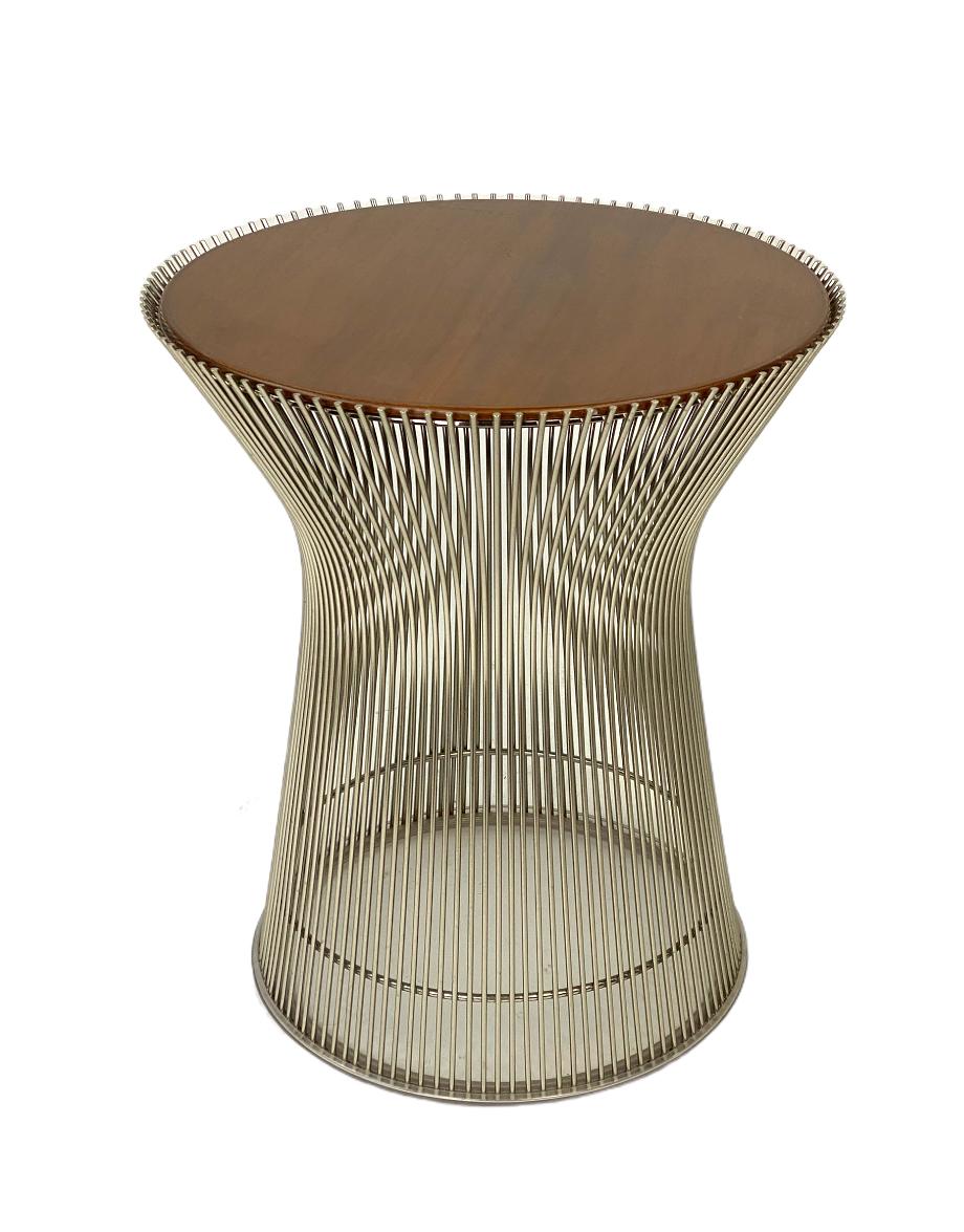 Mid-Century Modern Warren Platner Side Table with Walnut Tray