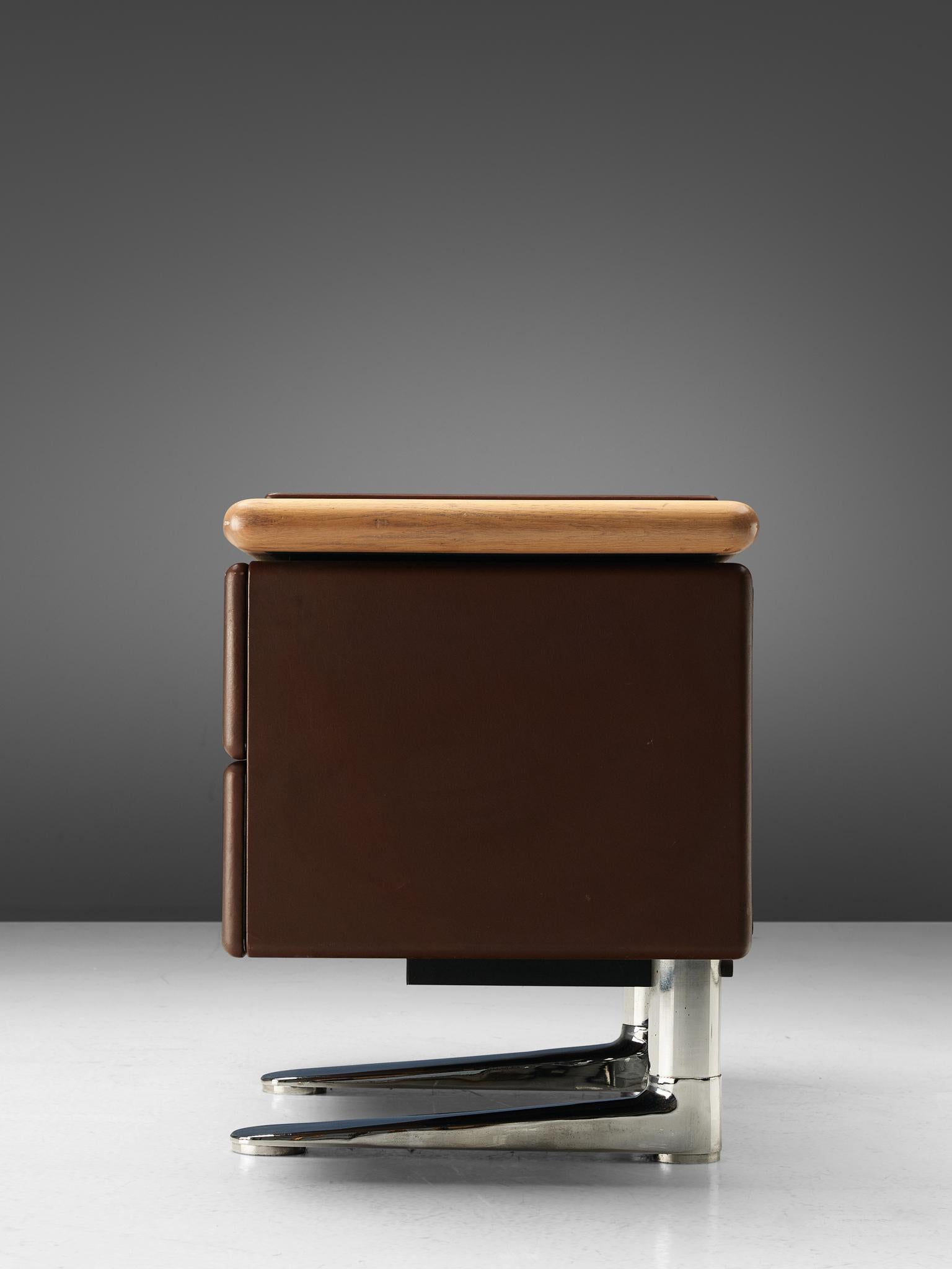 20th Century Warren Platner Sideboard in Original Brown Leather