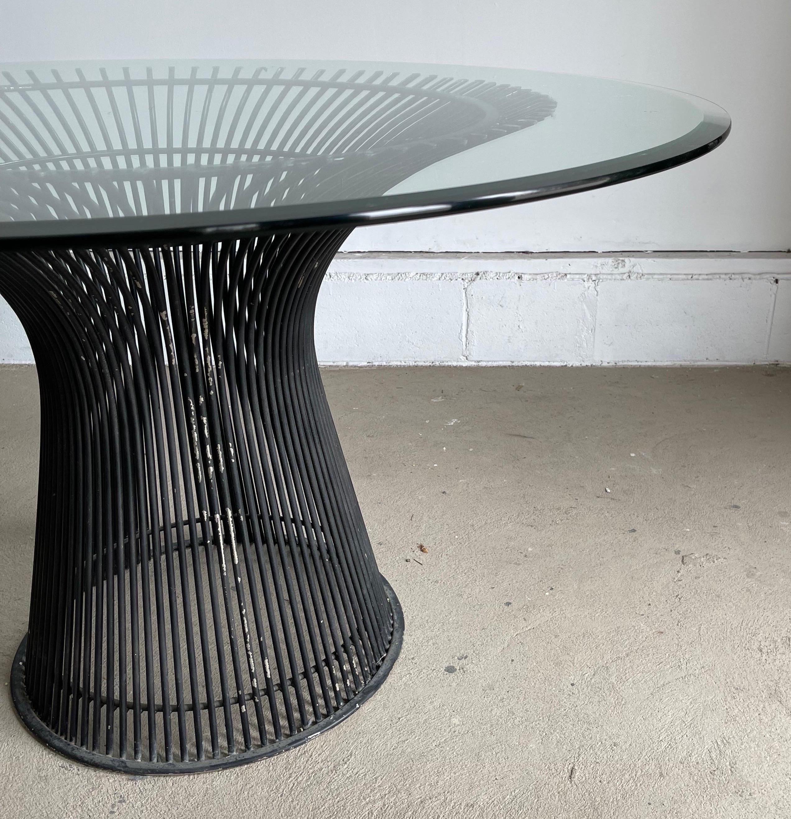 Warren Platner Steel and Glass Dining Table for Knoll In Good Condition For Sale In Brooklyn, NY