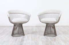 Warren Platner Steel & Boucle Tweed Armchairs for Knoll
