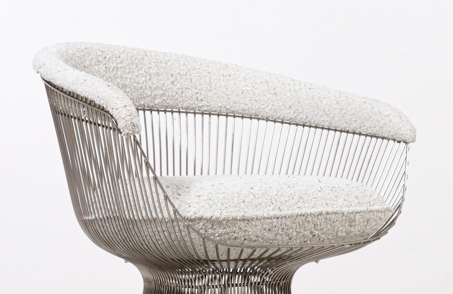 Mid-20th Century Warren Platner Steel & Boucle Tweed Armchairs for Knoll
