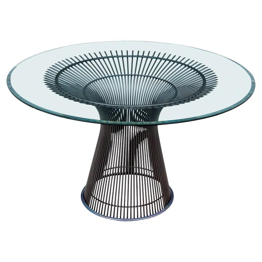 Tavolo da pranzo in acciaio e vetro Warren Platner per Knoll in vendita