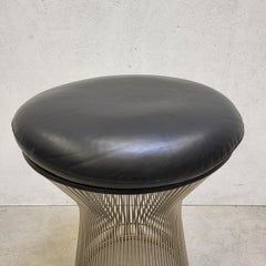 Tabouret Warren Platner pour Knoll en cuir noir, années 2000