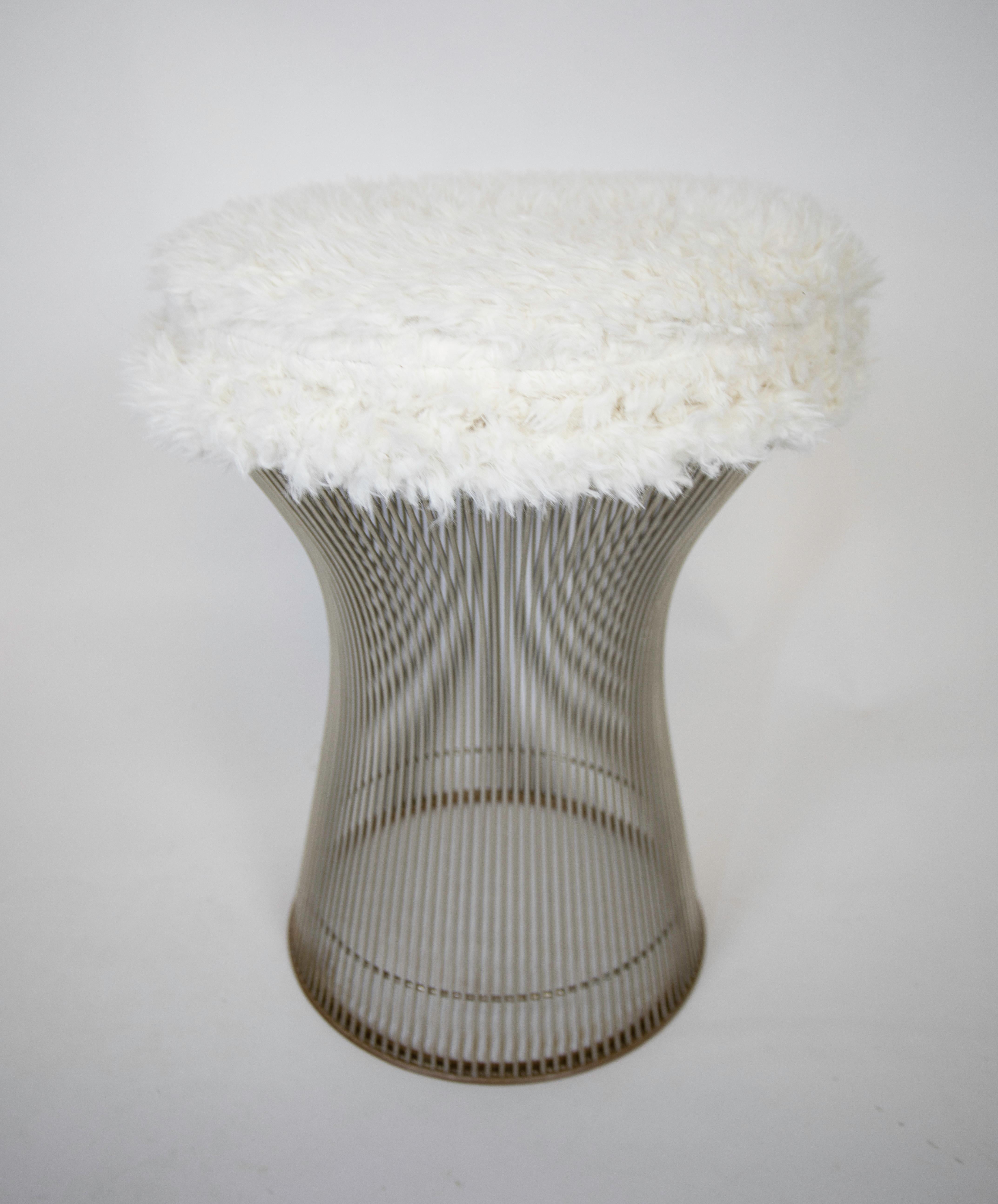 A vintage Warren Platner Stool
Manufactured by Knoll
Re-Upholstered in faux fur.