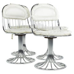 Warren Platner Style Bassett MCM Chrome Tulip Pedestal Dining Chairs, Set of 4
