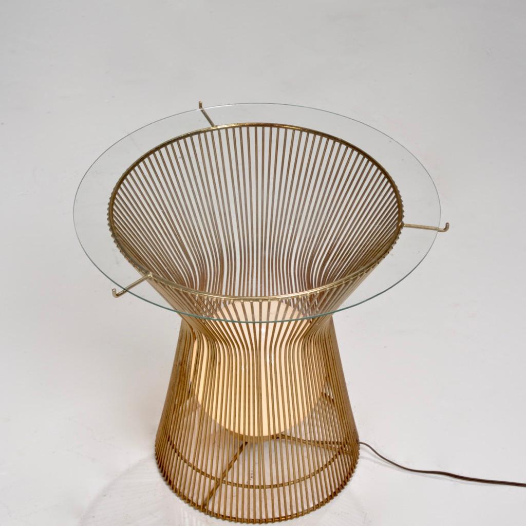 Mid-Century Modern Warren Platner Style Brass Cage Coffee Table with Light by Laurel