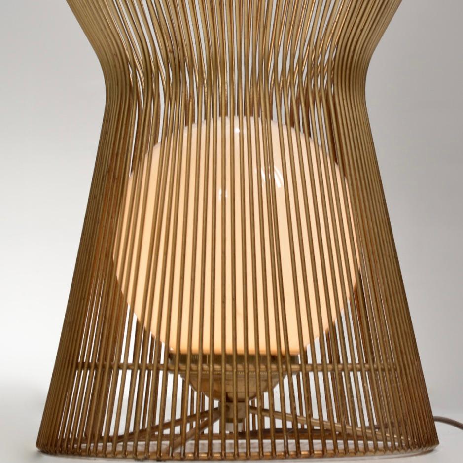 Late 20th Century Warren Platner Style Brass Cage Coffee Table with Light by Laurel