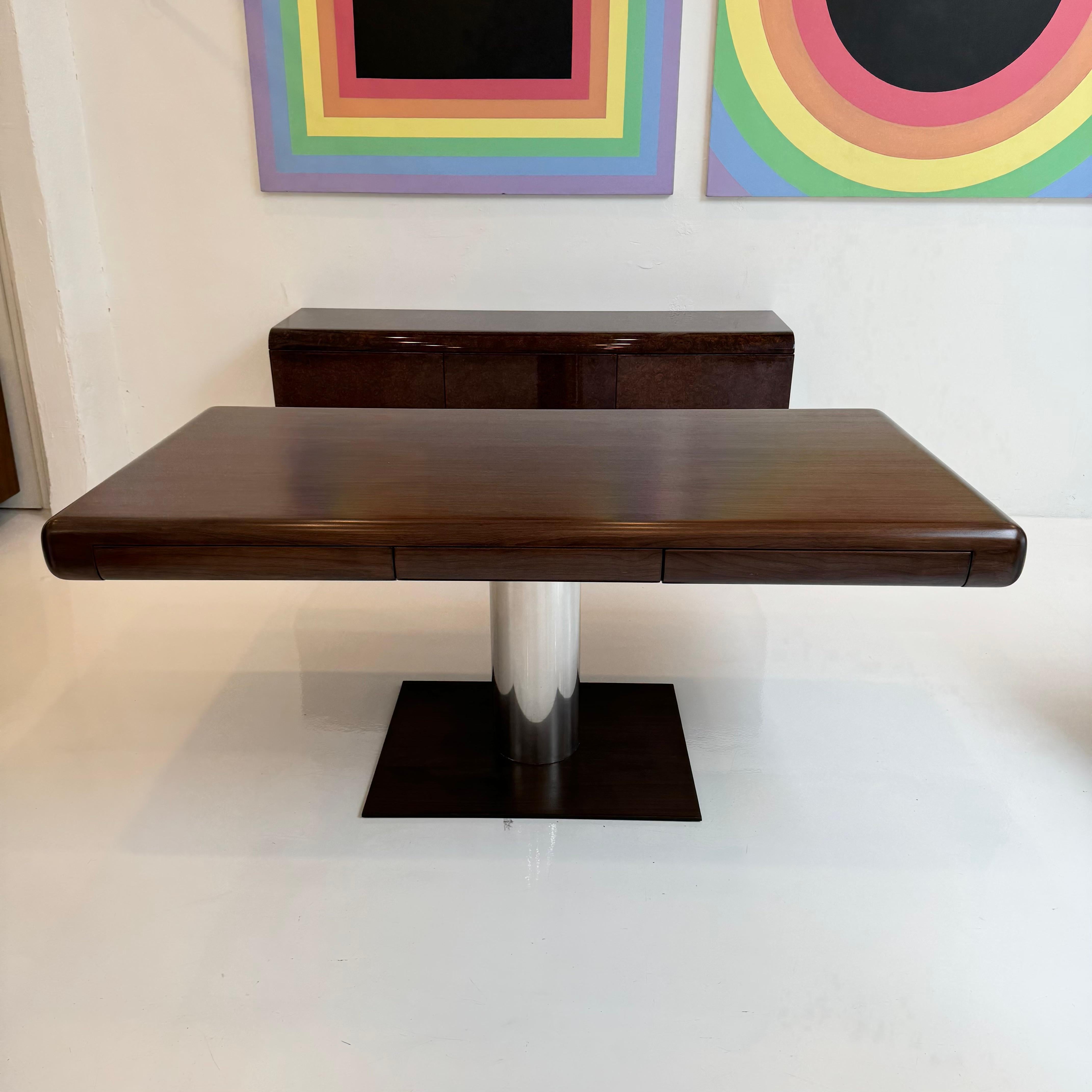 Leather Warren Platner Style Desk, 1970s USA